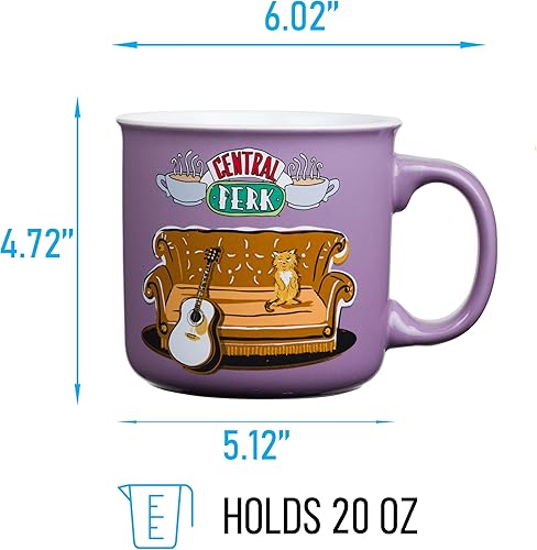 Miniatura 2 de Silver Buffalo Friends Central Perk - Taza de café grande de cerámica estilo cámper para capuchino, café con leche, cacao caliente o té caliente, 20