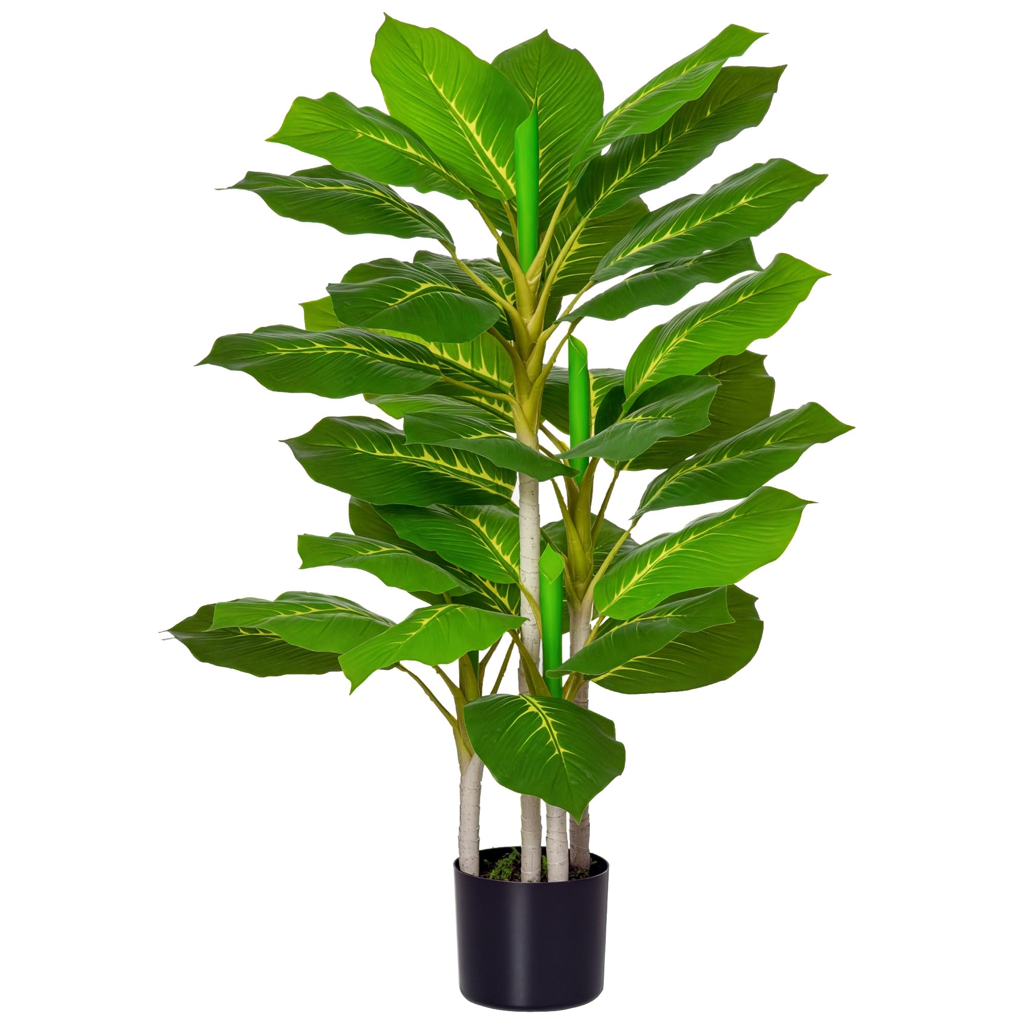 HOMCOM Planta Artificial Hoja Perenne Altura 95 cm con 33 Hojas Realistas en Maceta de Cemento Árbol Artificial para Interior Decoración Salón Oficina Verde