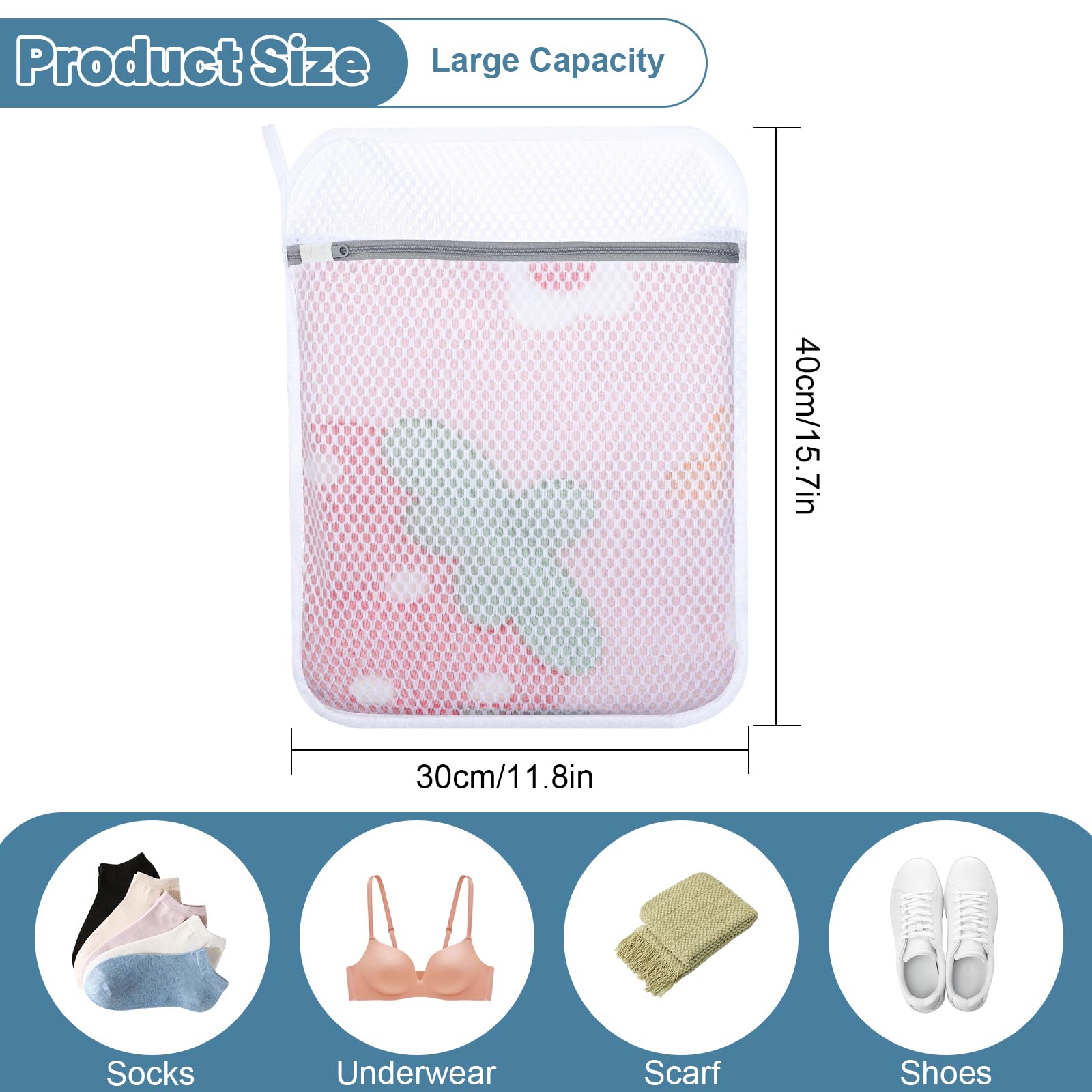 Dntorx 3 PCS Durable Honeycomb Mesh Laundry Bags for Delicates with Zipper Reusable Laundry Bags for Washing Machine Washing Bags for Laundry Wash Bags for Clothes Socks - Image 2