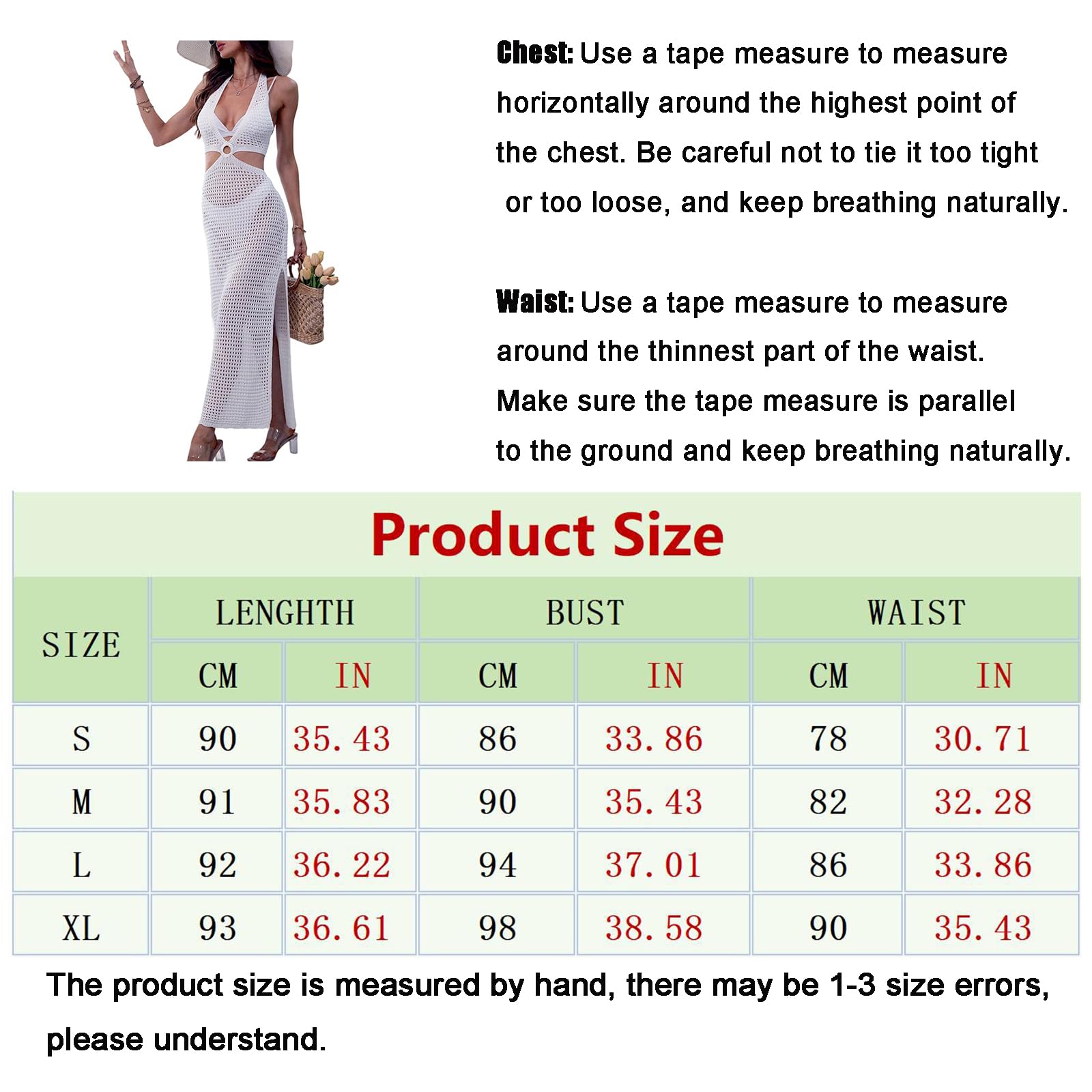 Damska szydełkowa sukienka bez rękawów Halter V Neck Hollow Out Side Split Długi strój kąpielowy plażowy Cover Up