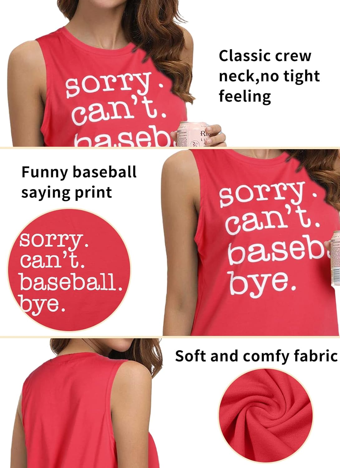 Women Baseball Tank Top Baseball Mom Shirt Casual Summer Baseball Sleeveless Muscle Tee Tops - Image 5