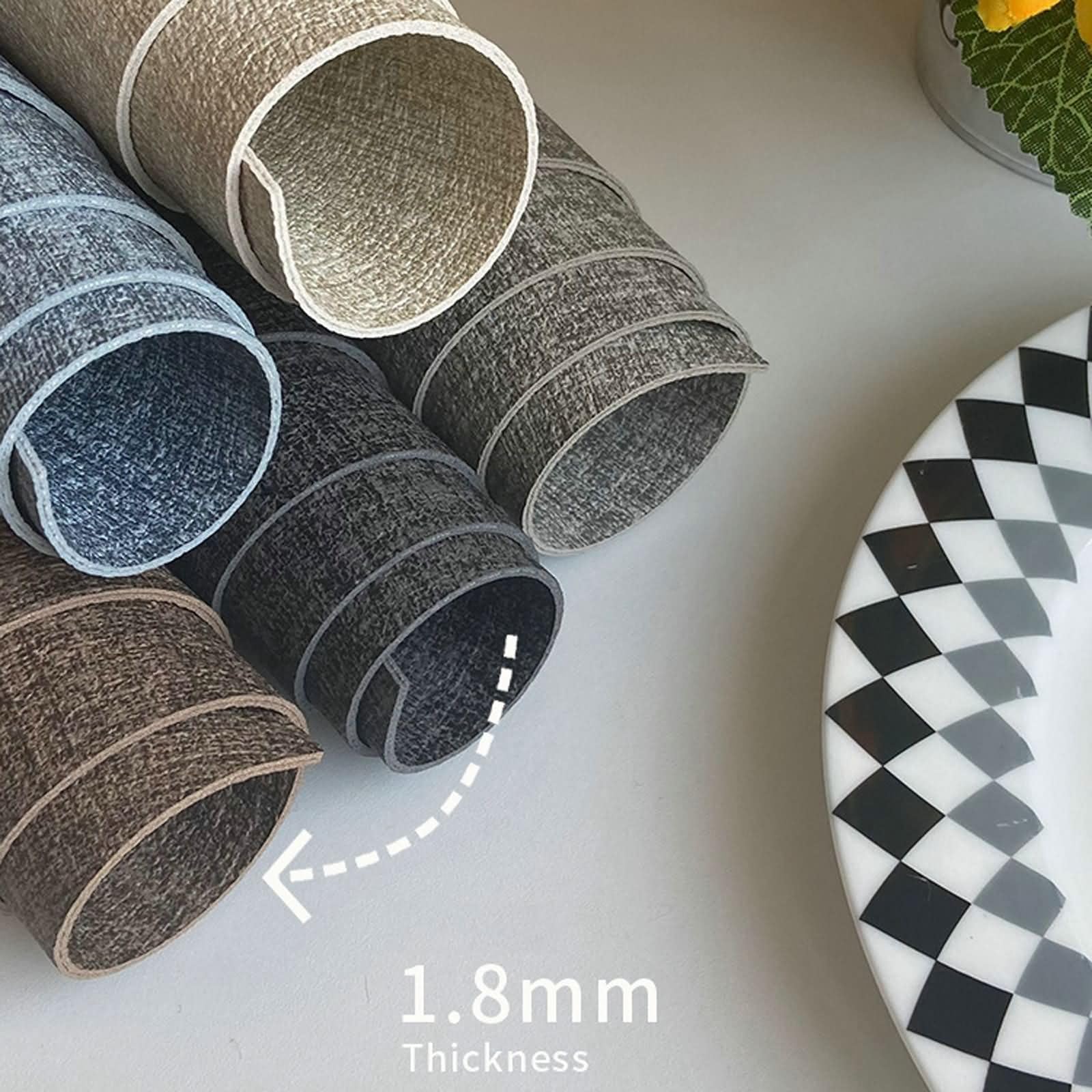 6PCS Manteles Individuales de Mesa, 44 x 30 CM Gris Mantel Individual Lavable Cuero, Color Sólido con Oval