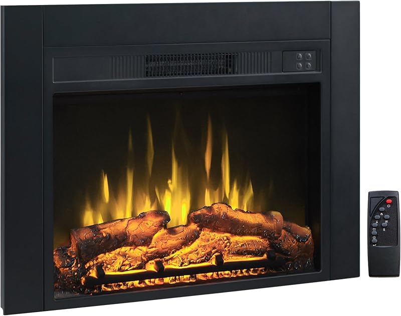 Efiretric® Adam Electric Fireplace Insert with Front Trim Kit, 23" W x 17" H (EF447) with Front Trim Kit, 1500W Heater, Remote Control and Timer