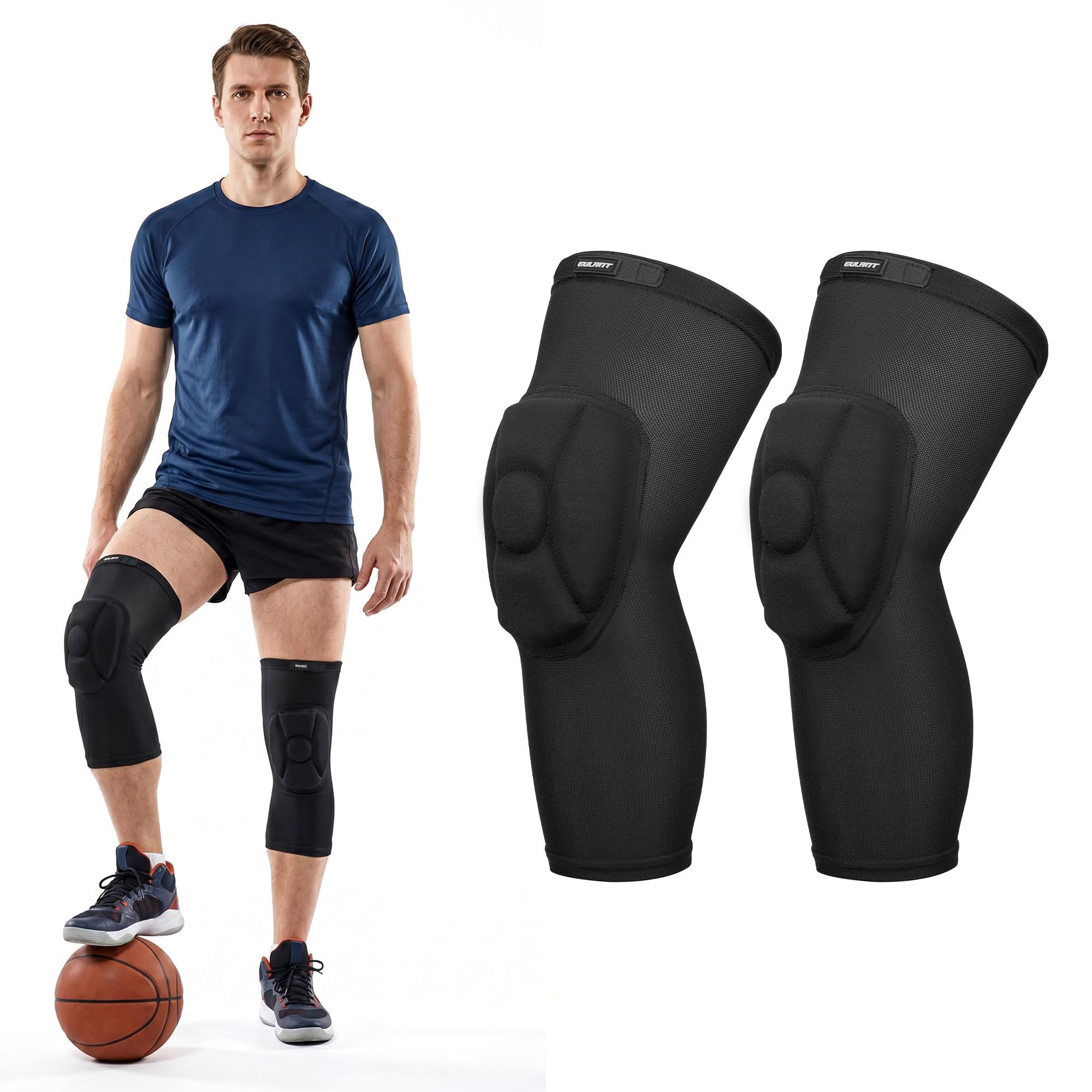 EULANT Ginocchiere di Protezione con Spessa Spugna, Calcio Ginocchiere da Portiere, Knee Pads per Pallavolo Bici Danza Rugby MTB Basket