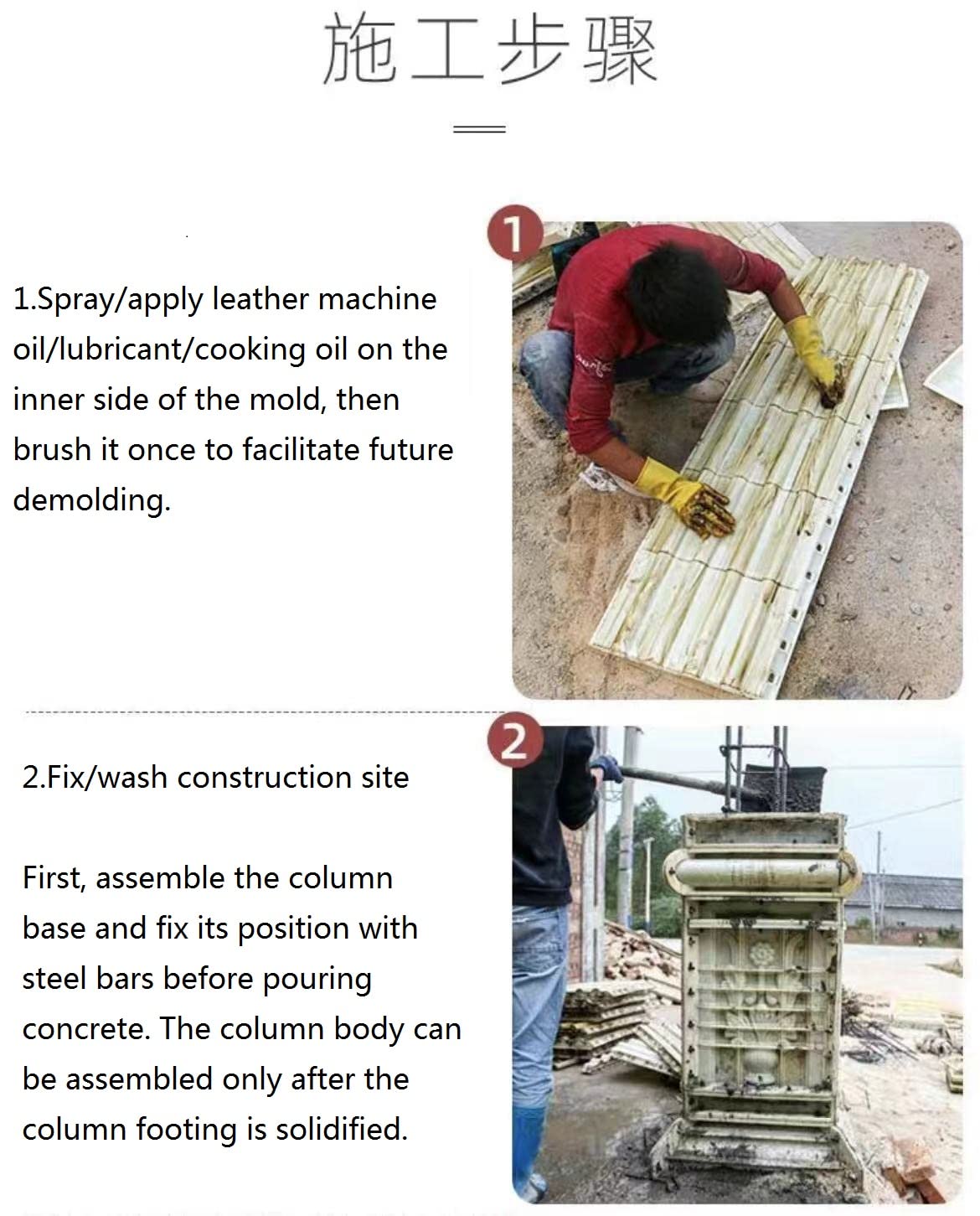 Fiber-Reinforced Square Concrete Column Mold, European Style Building Column Mould, 30cm Thick, Commercial Grade, #4