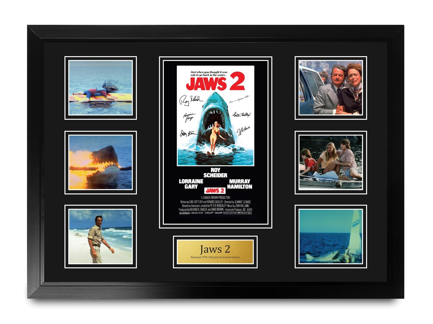 HWC Trading Jaws 2 Podpisany Plakat Filmowy A2 Deluxe w Ramie