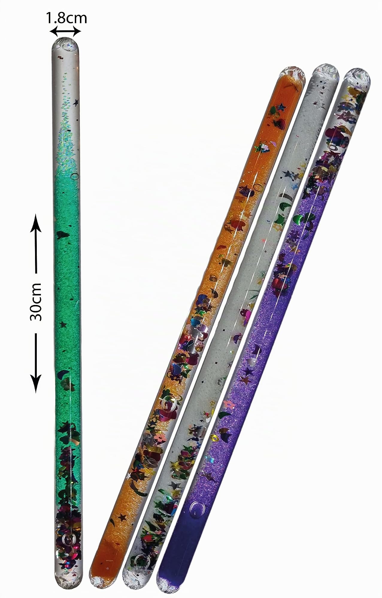 Liquid Motion Glitter Wand Sensory Toy Pour l'autisme, le TDAH, le TSP, les besoins sensoriels, l'anxiété et la neurodiversité. Pour les enfants, les soignants et les enseignants (pack de 4 pièces).