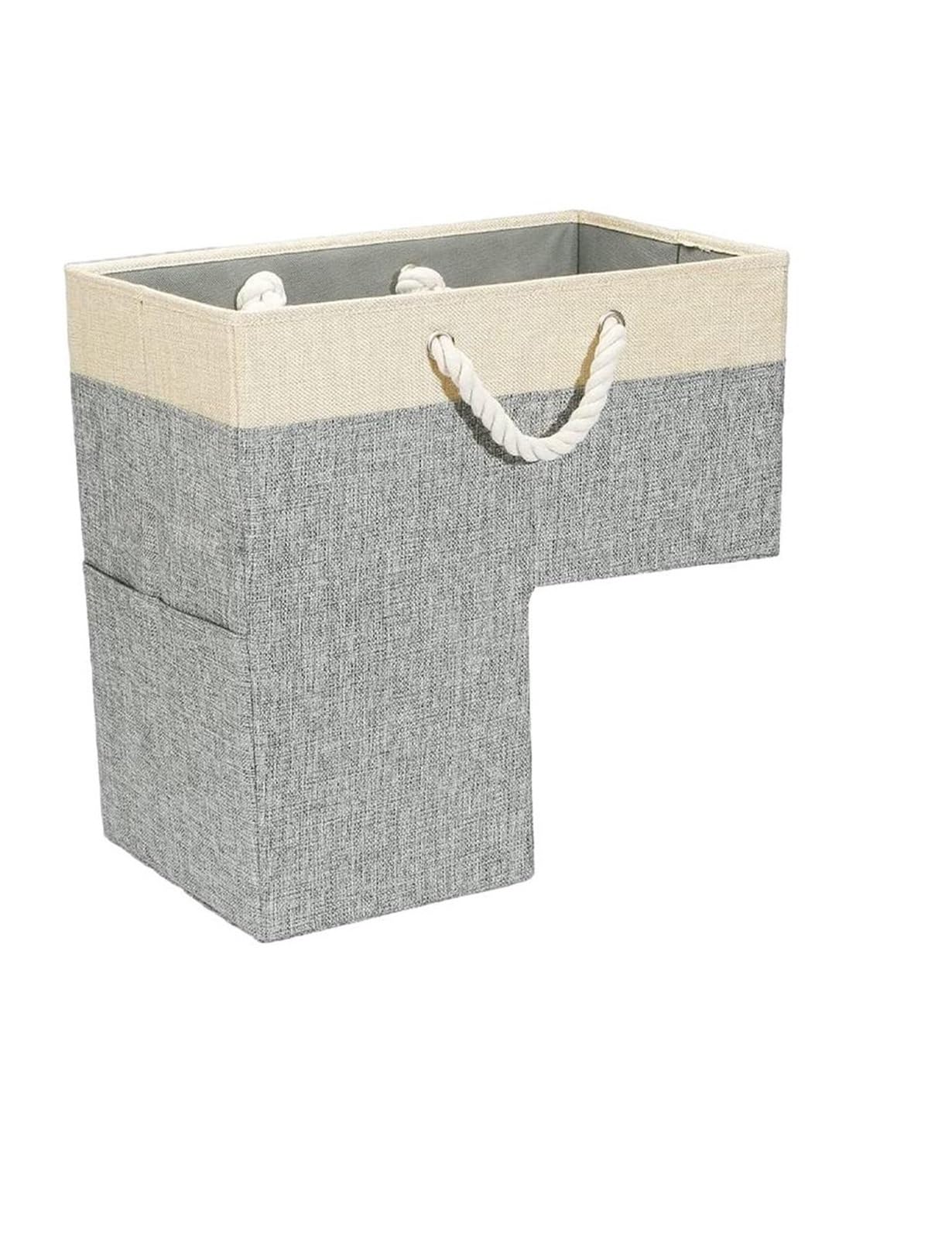 Staircase Baskets With Handles Stair Storage Foldable Basket For Home Stairway For Carpeted(Grey)