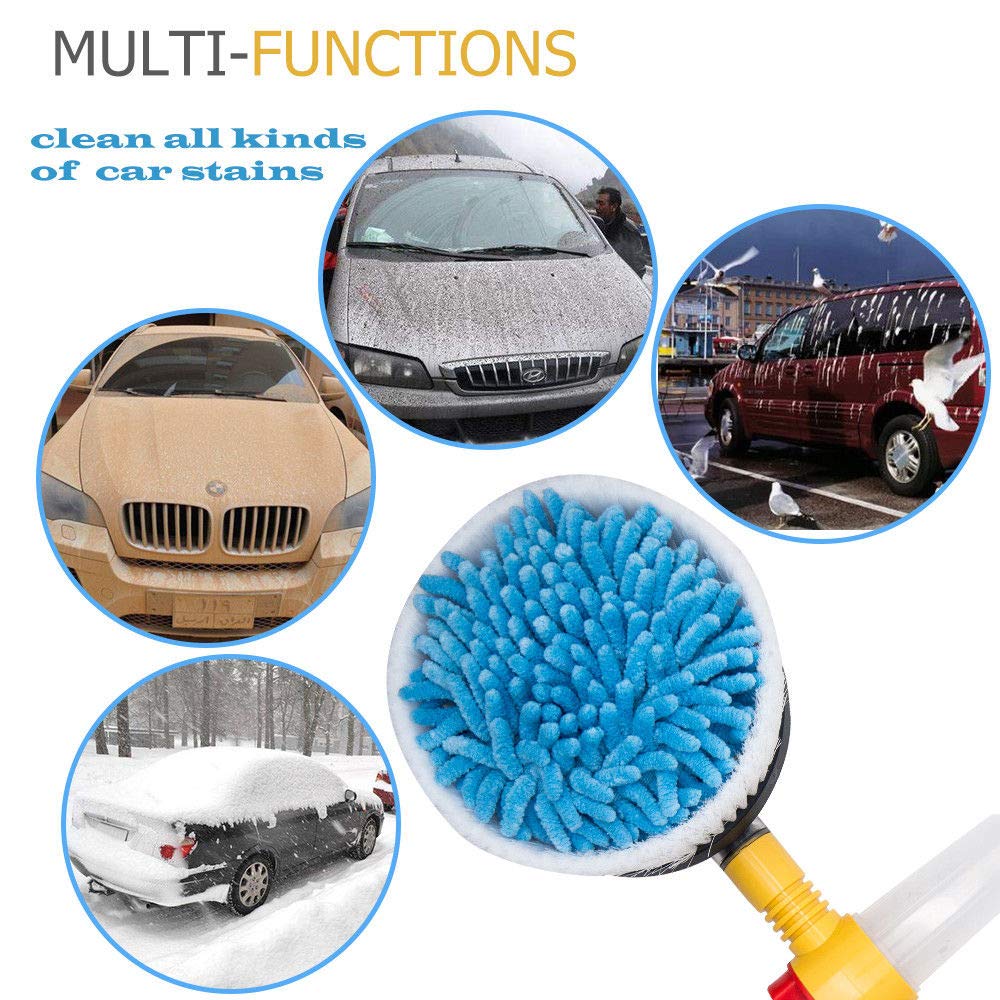 MASO Cepillo de Limpieza Giratorio Automático para Coche, Longitud Ajustable, Esponja de Presión, Herramienta de Limpieza con Depósito de Jabón