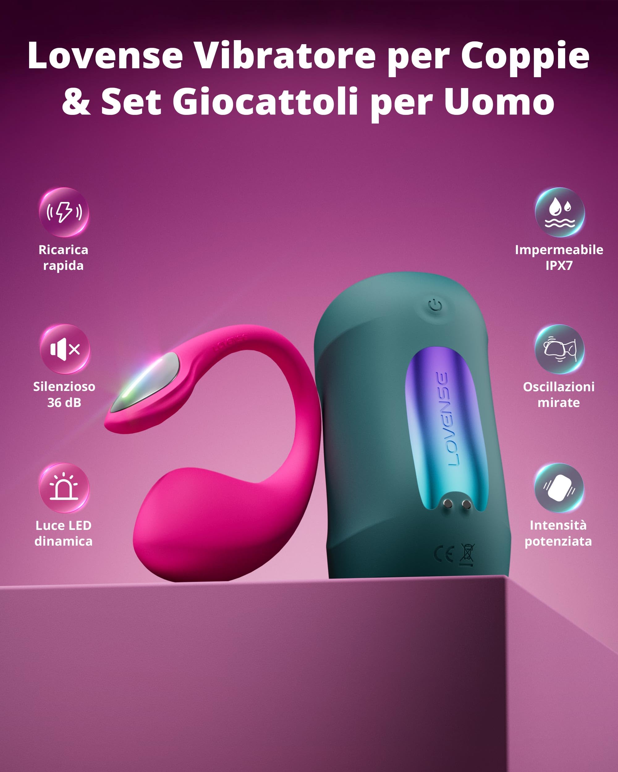 LOVENSE Lover Set Kit BDSM, toys sessuali per coppie, Vibratori Telecomandati via App – Lush 4 Sex Toy Indossabile Punto G, Gush 2 Masturbatore Maschile e Accessori, Regalo Premium per Uomo Donna