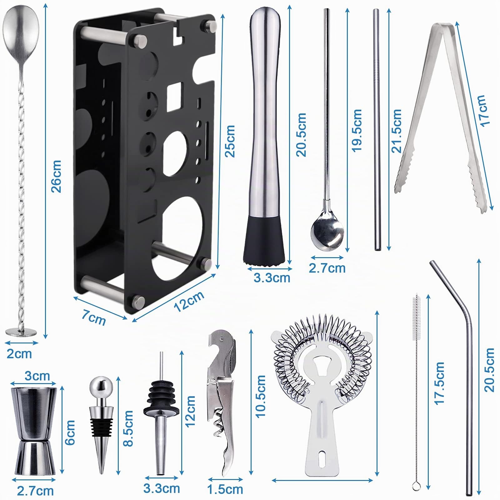 Juego de Coctelera, 18 Piezas Cocktail Kit, 750ml Profesional Coctelera para Cocteles de Acero Inoxidable, Set Cocteleria Kit de Camarero para Hogar, Bar, Fiesta, Elección