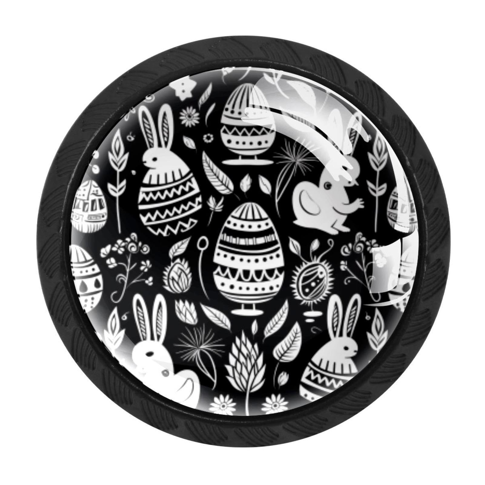 CHENZZZZ 4 Pieces Easter Drawer Knobs, 35mm Black Cabinet Knobs, Drawer Pulls and Knobs, Dresser Drawer Knobs, Cabinet Hardware Kitchen Cabinet Knobs