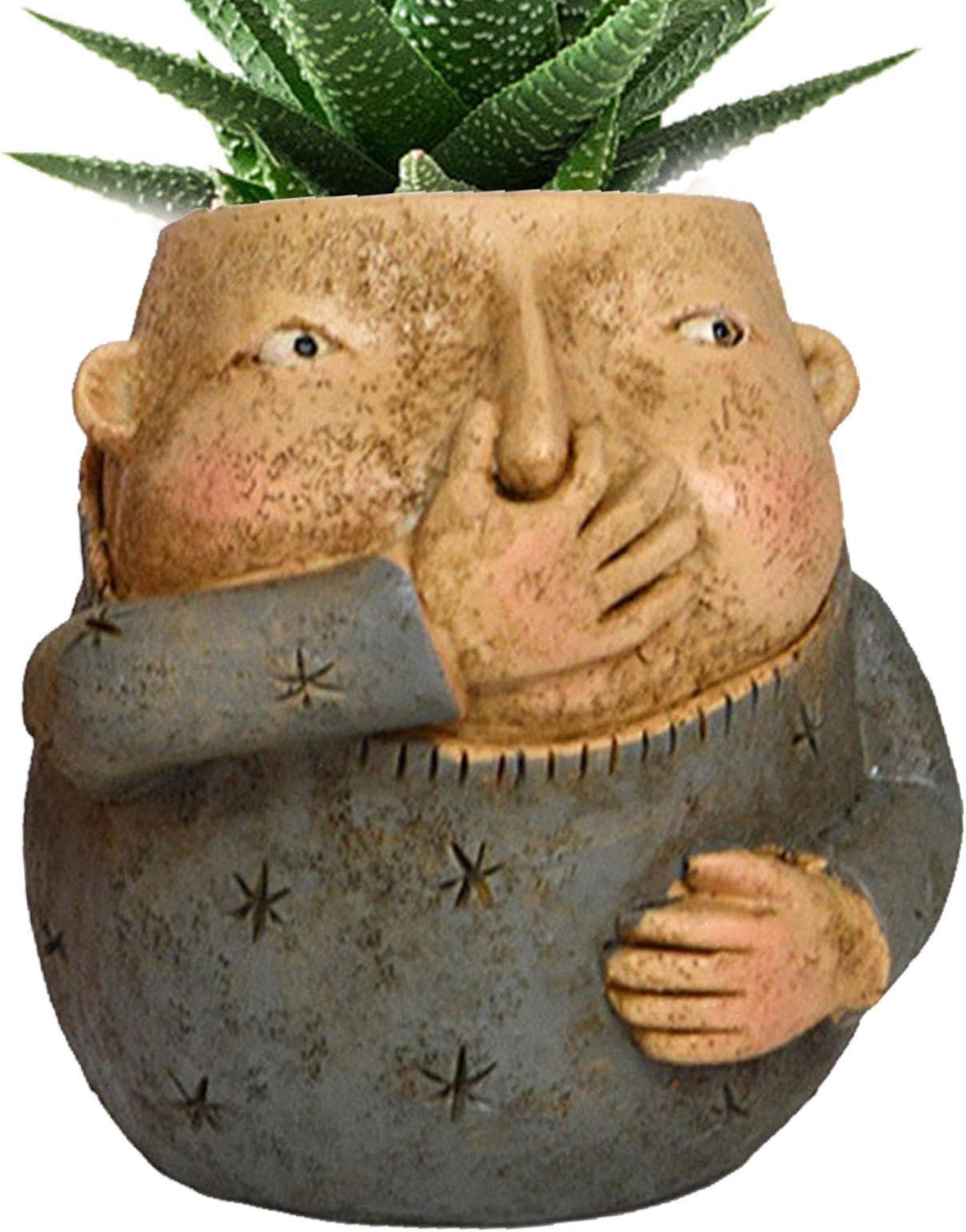 Face Planter Pot Head,Cute Pinch Nose Design Face Pot | Indoor Unique Face Flower Planter Boys And Girls Image For Makeup Brush