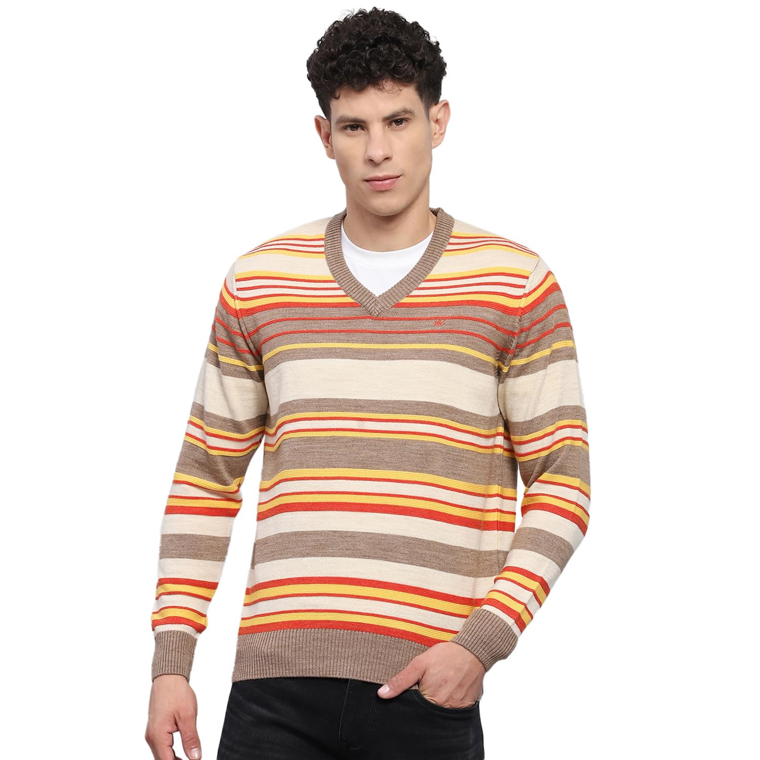monte carlo Men's Wool Blend Striped V Neck Full Sleeve Pullover (1243361VN)-picture-31
