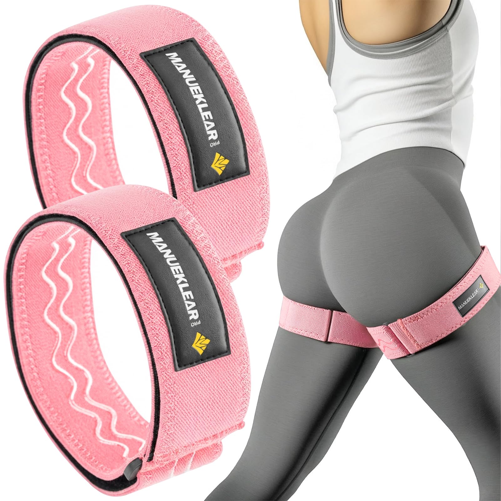 MANUEKLEAR Non-Slip Blood Flow Restriction Bands for Thighs, BFR Booty Bands for Women Glutes Leg, Adjustable Occlusion Thigh Bands for Workout Leg & Hip