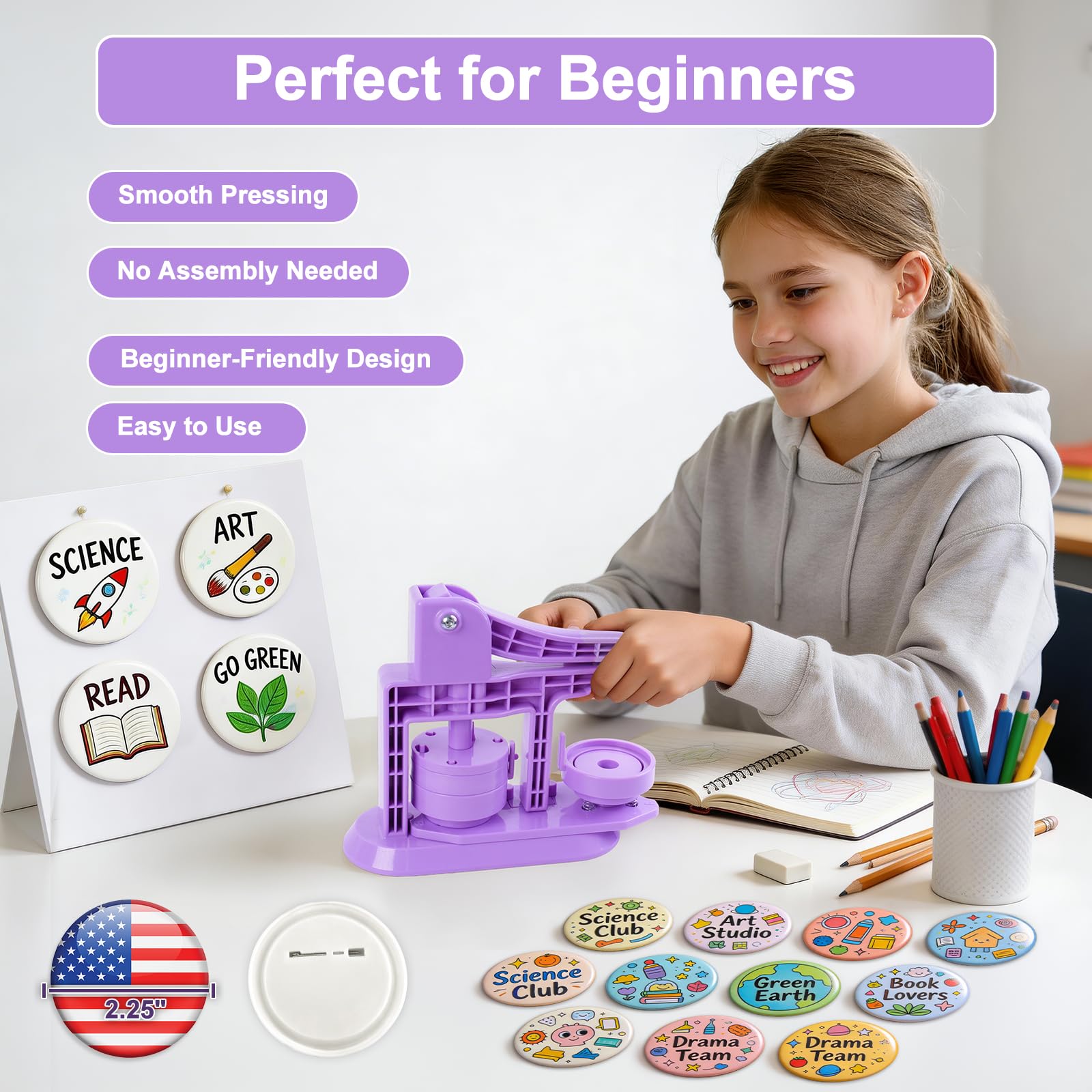 Happizza Button Maker Machine - Create Custom Buttons! -2