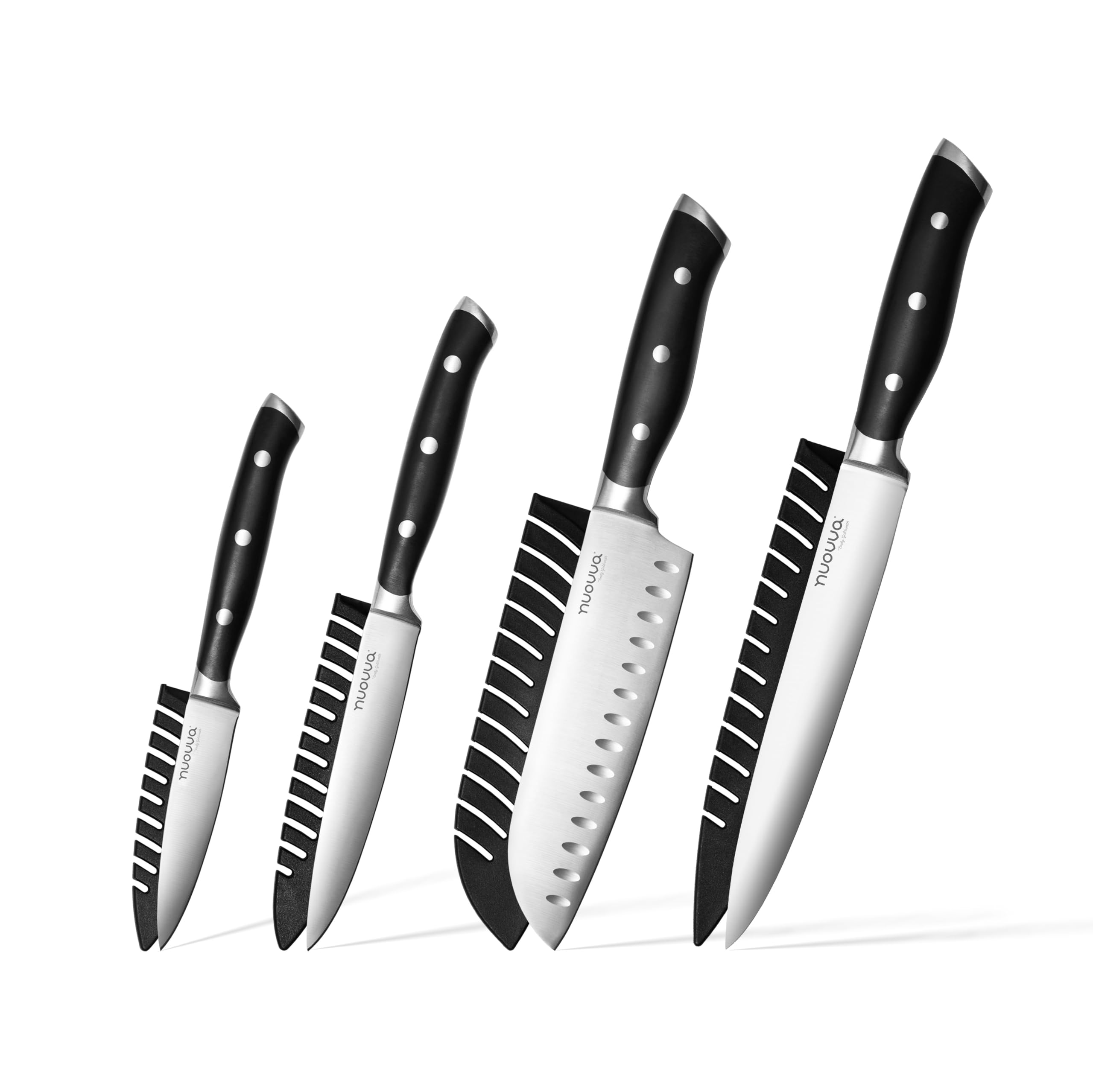 nuovva Ultra-Sharp High Carbon Stainless Steel Kitchen Knife Set – Professional Chefs Knife Set – 4pcs Kitchen Knives with Ergonomic Handles