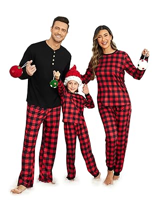 Ekouaer Family Christmas Pajamas Matching Sets Womens Mens Pjs Long Sleeve Sleepwear Holiday Lounge Sets