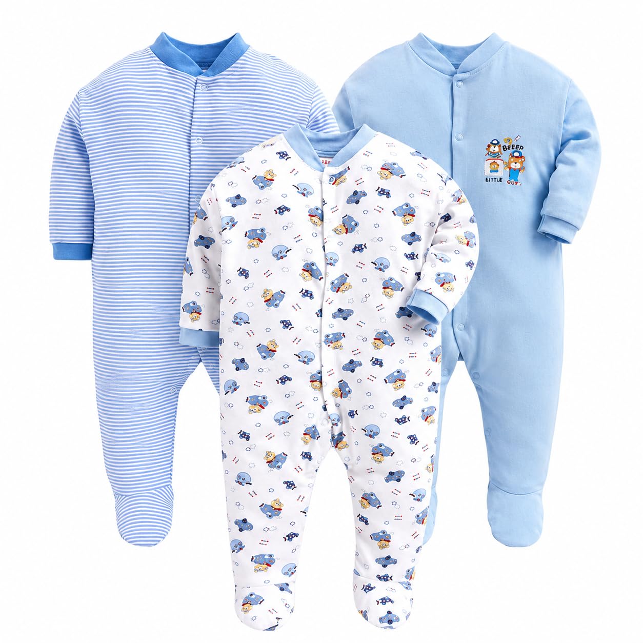 daddy - g 100% Cotton Baby Rompers Pack of 3 | Unisex Infant Jumpsuit | Soft Baby Sleepsuit for Newborn 0-6 Months | Baby Night Suit for Boys & Girls-picture-11