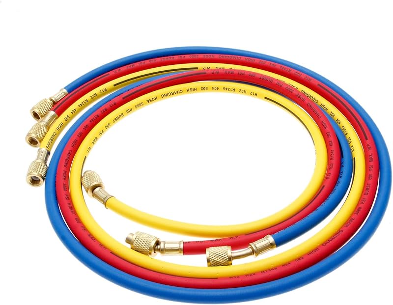 AC Manifold Gauge Hose Kit, 60" Refrigerant Charging Hose 1/4" SAE