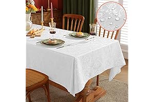 SASTYBALE Jacquard Spring White Tablecloth for Extendable Dining Room Tables