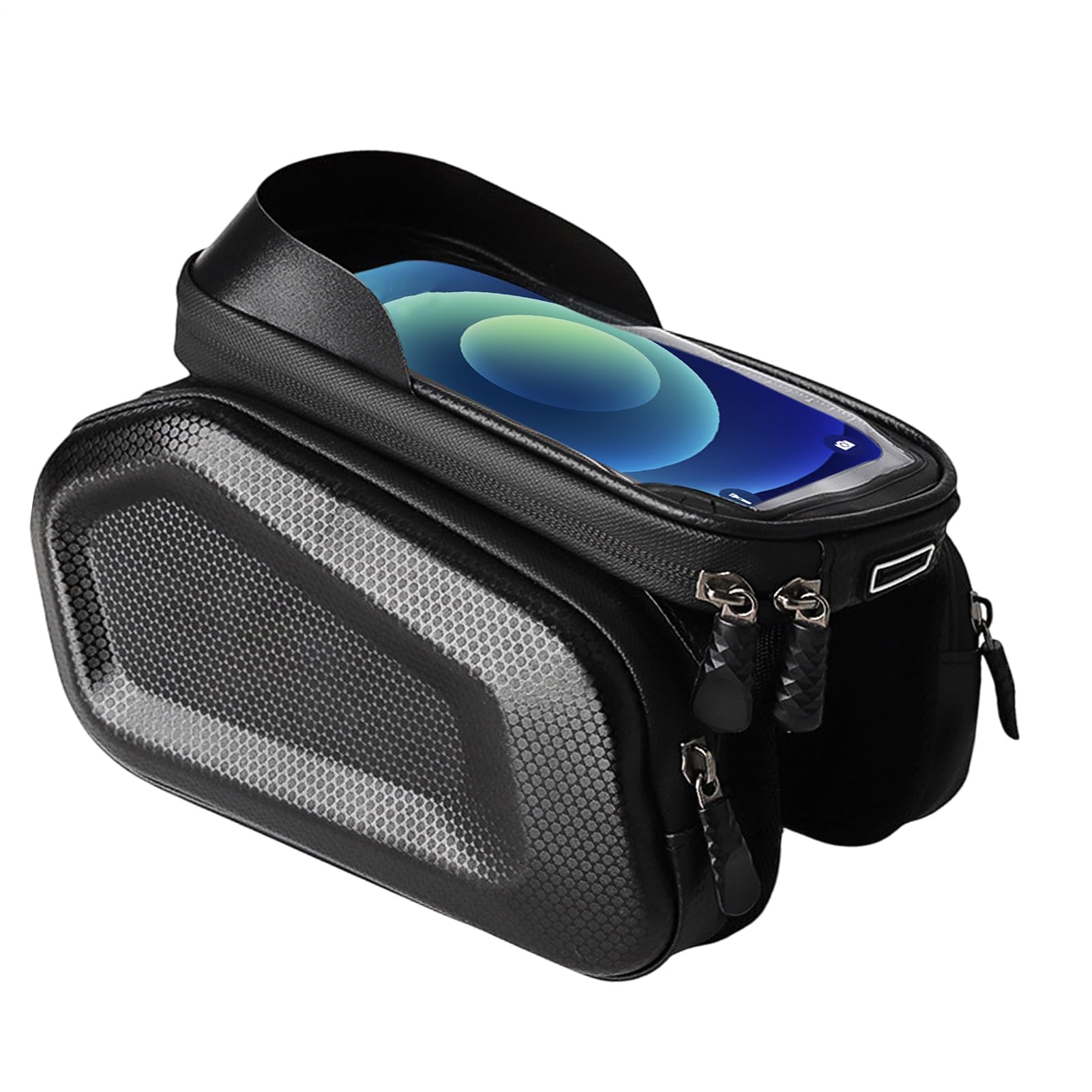 Borsa per biciclette a tubo superiore, supporto per telefono per biciclette - Borsa del telaio anteriore del tubo superiore - Schermo tocco-screen per ciclismo in bici impermeabile con copertura di pi