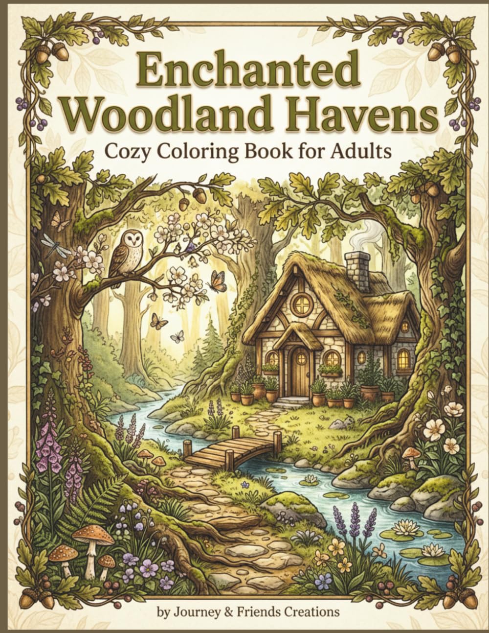 Enchanted Woodland Havens Cozy Coloring Book for Adults: Cottage Core Forest Themed Relaxing Coloring Book, Intricate Detail