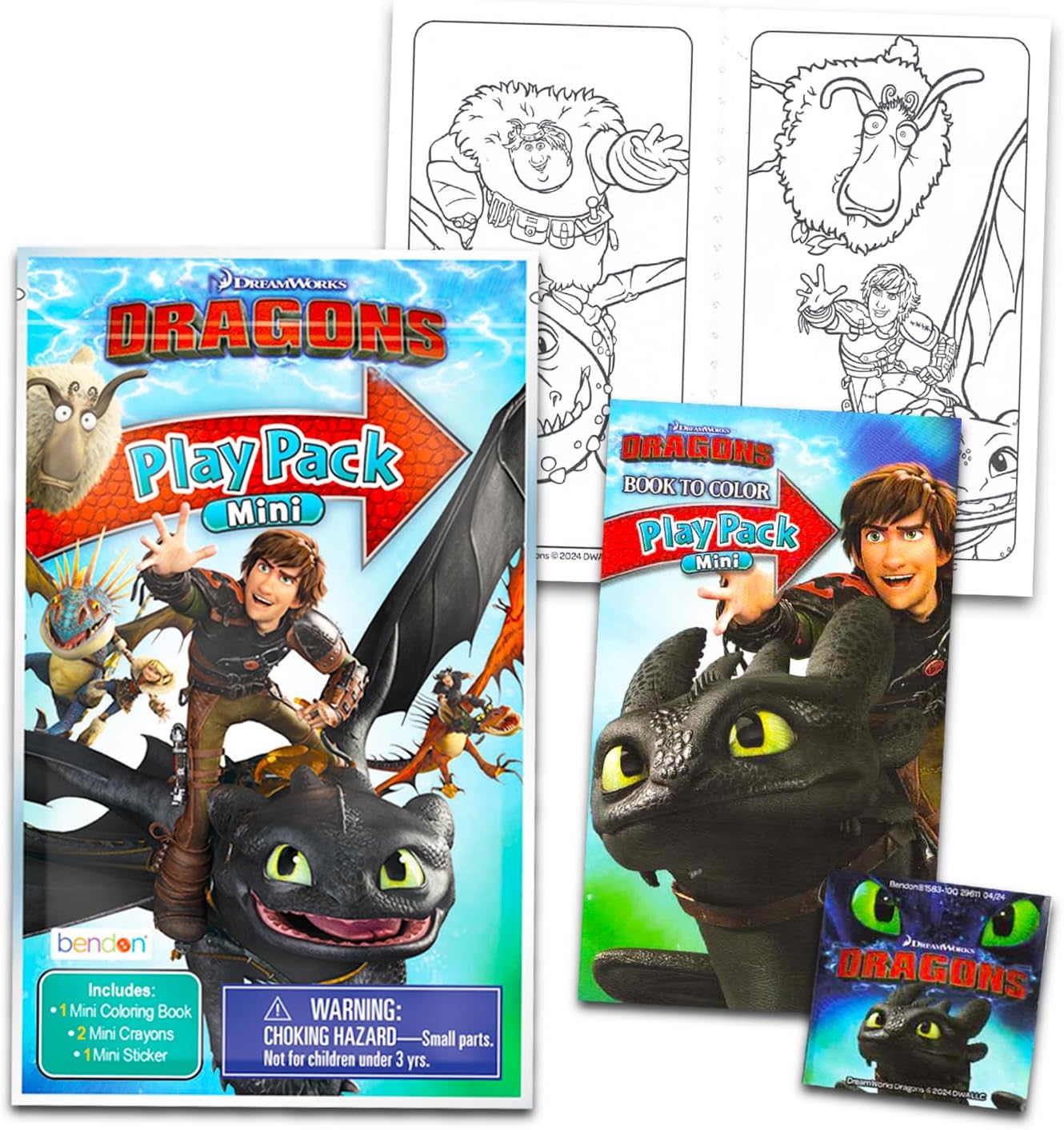 How to Train Your Dragon Valentine's Day Classroom Gift Exchange Bundle - 24 How to Train Your Dragon Mini Coloring Activity Books for School Valentines Cards, Stickers | Valentines Kids Party Favors