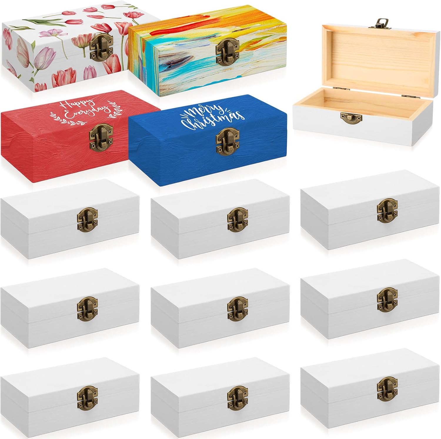 Vesici 12 Pcs Wooden Boxes Bulk 5.9 x 3.1 x 2 Inch Small