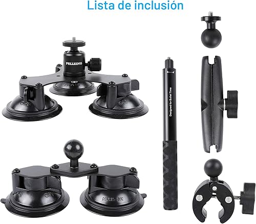 Miniatura 6 de PellKing Soporte de coche de succión para Insta360 x5, x4, x3, x2, x, One RS, R, compatible con cámara GoPro Max DJI OSMO 360, kit de montaje de