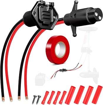 8 Gauge 2 Prong Trolling Motor Plug and Receptacle for Marine Boat Kayak