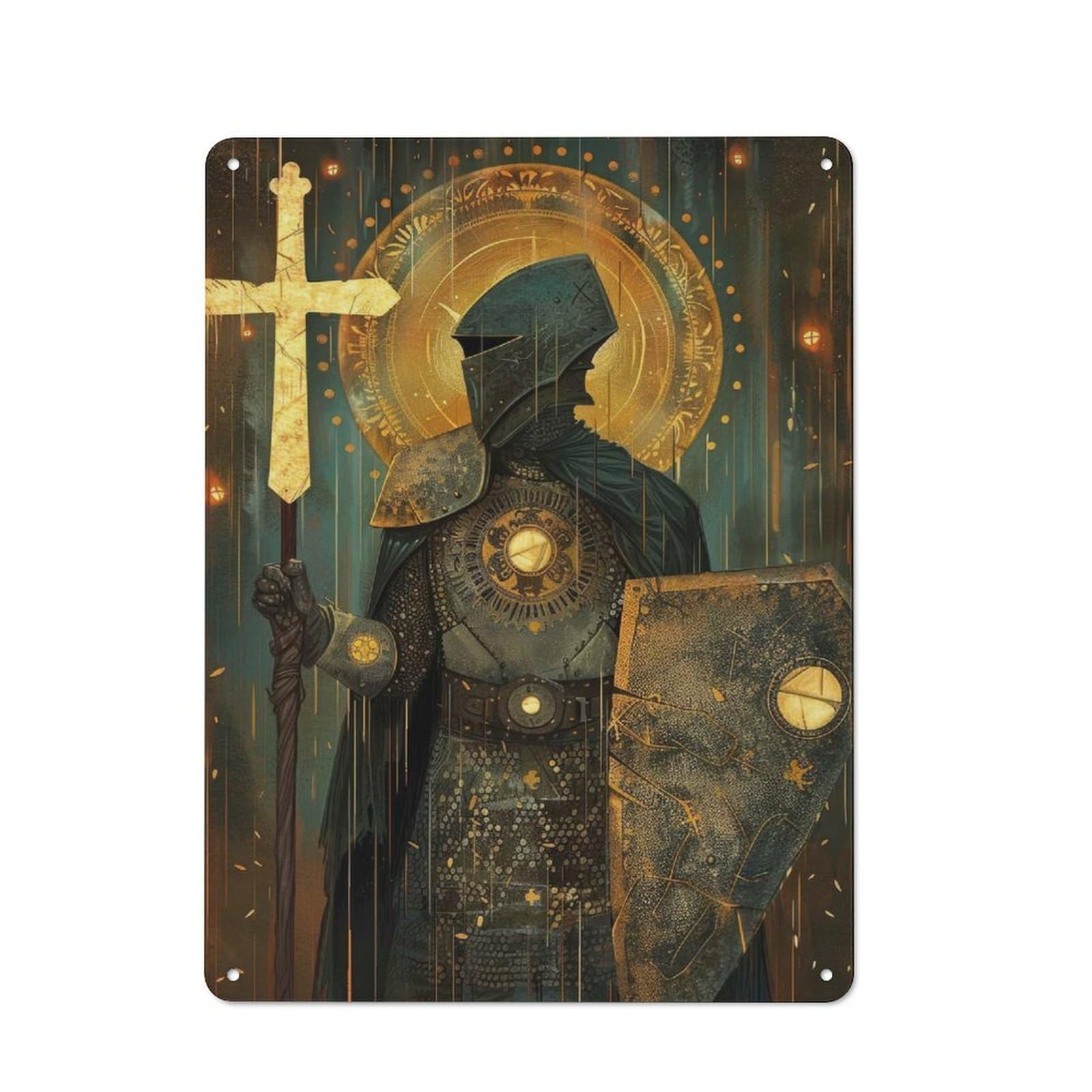 Junmoney Radiant Crusader Metal Wall Decor Sign, Small Wall Accent For Seasonal Kitchen, Dining Room Or Entrance, 40X30cm
