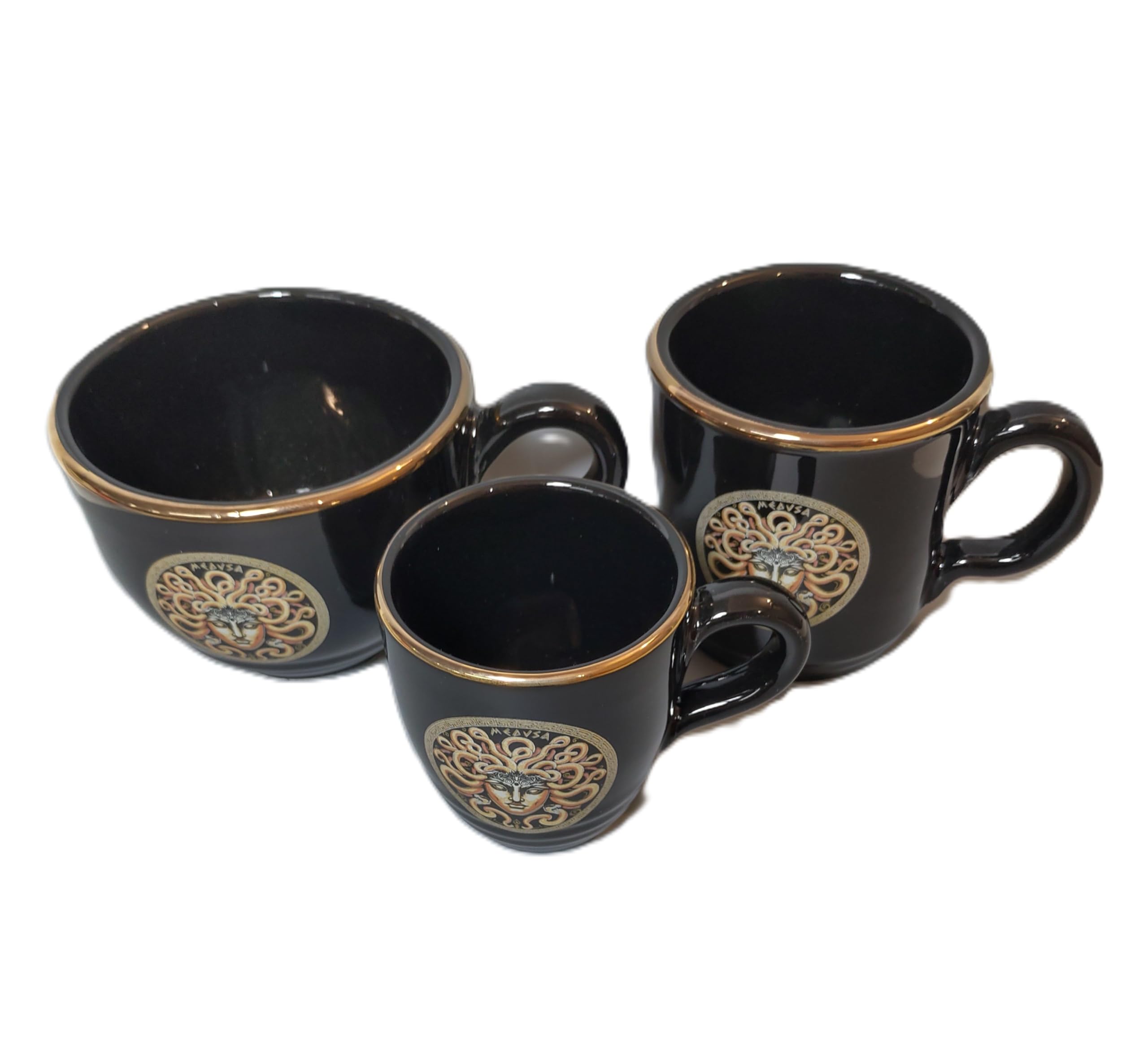 Set tazza di 3 colore nero Medusa serpente testa tema
