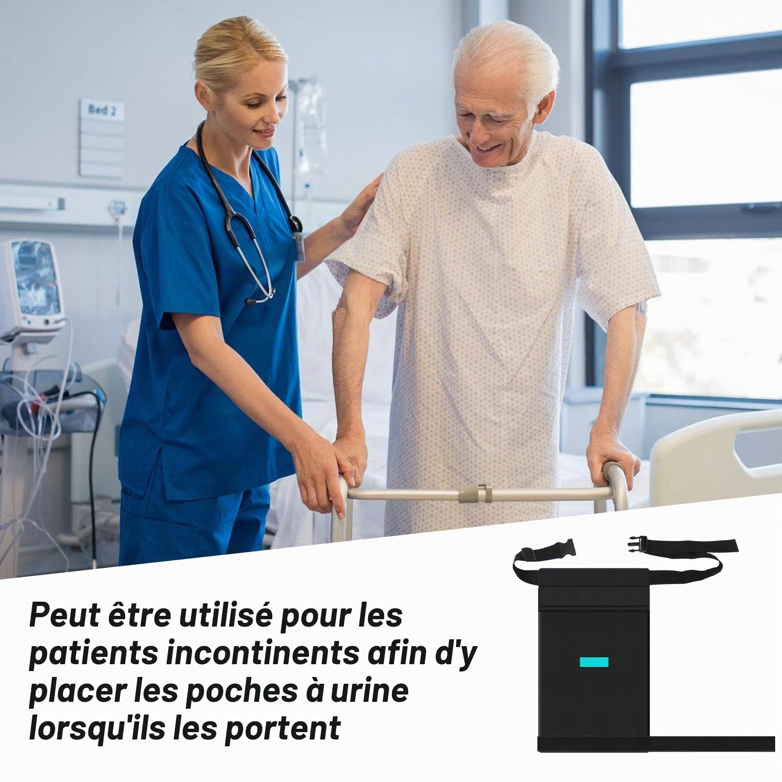 Housse De Support De Sac D'urine Avec Ceinture, Support De Sac De Drainage Urinaire, Support De Poche À Urine Avec Ceinture, Poche De Jambe Pour Cathéter Pour La Maison, Fauteuil Roulant, Noir