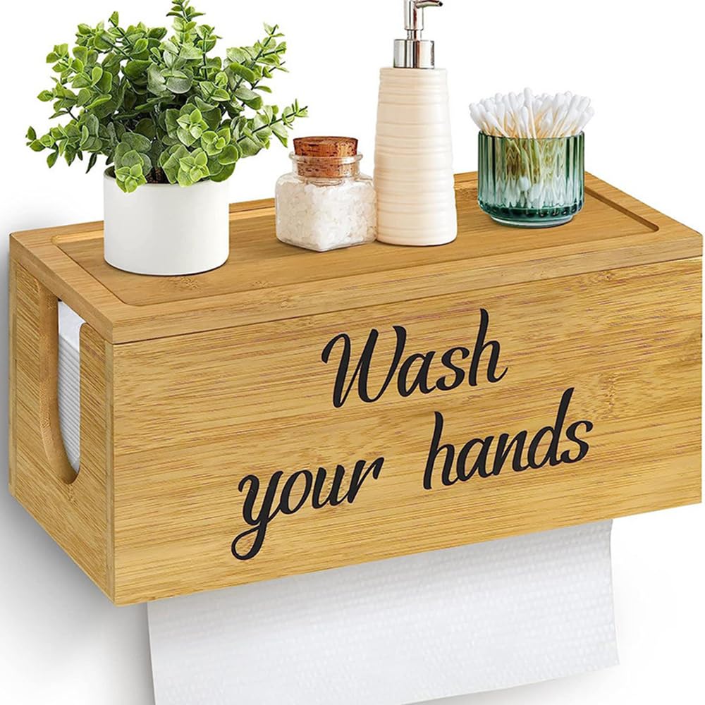 Portatoallas de papel de madera para encimeras de cocina y baño