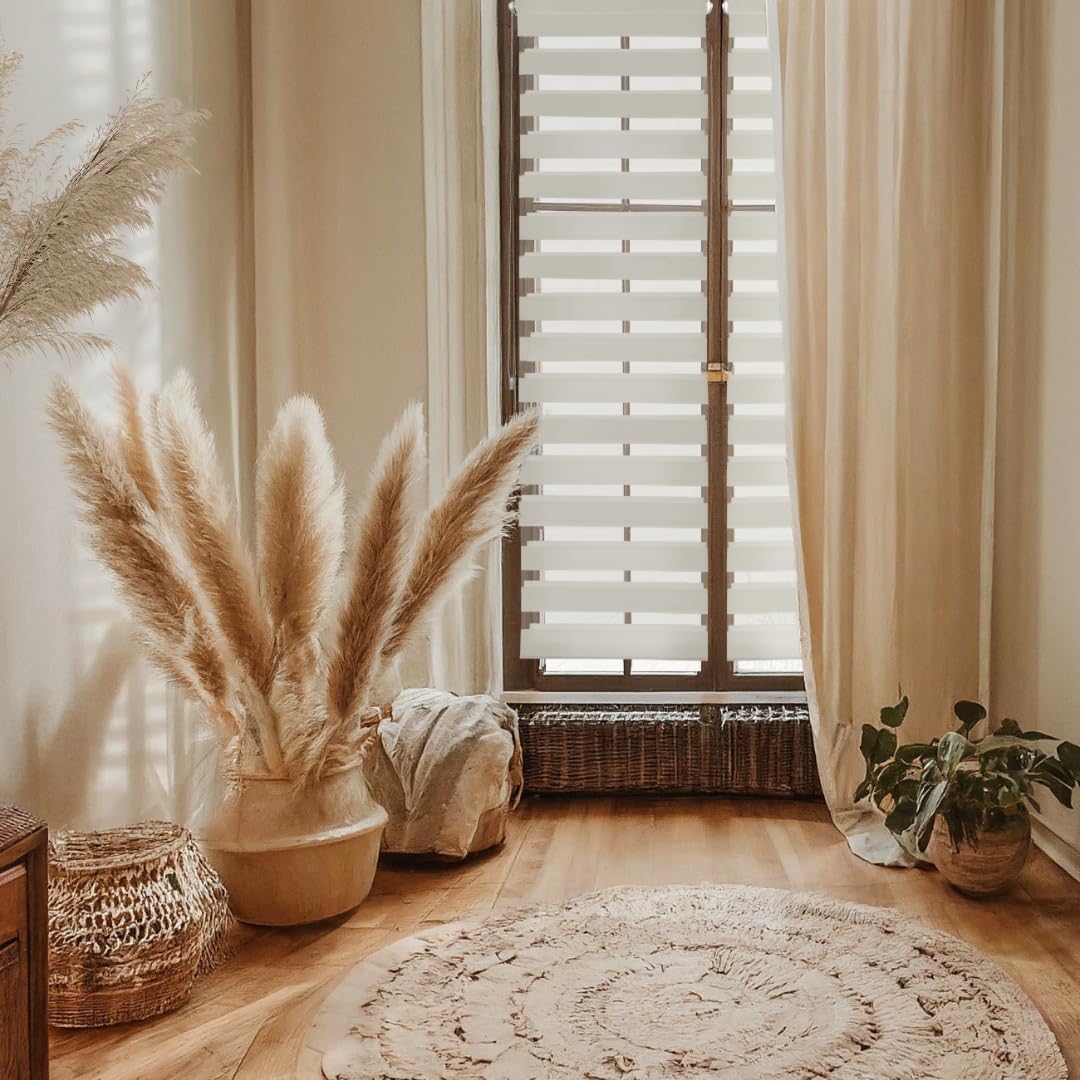 Home-Vision Premium DuoRollo Klemmfix ohne Bohren mit Klemmträgern Doppelrollo für Fenster & Türen (Weiß B80cm x H220cm) Lichtschutz Tag & Nacht Rollos einfache Montage