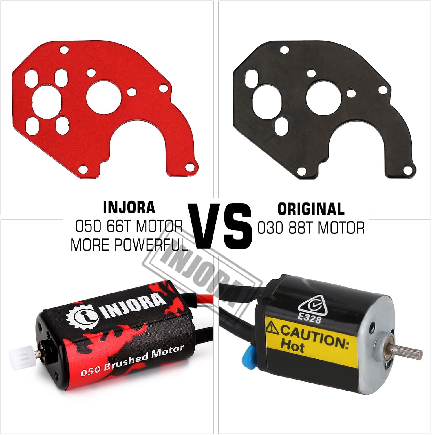 INJORA 050 66T Brushed Motor with Metal Mount and 43mm Shocks for SCX24 AXI90081 Deadbolt Gladiator Axial 1/24 RC Crawler Car