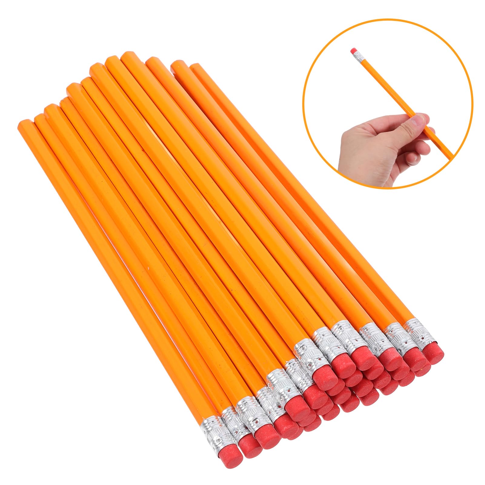 SHINEOFI 100piezas Lápiz Borrador de Madera Sencillo Lápices Largos de Escritura Multifunción Material Escolar para Uso Clase y Oficina