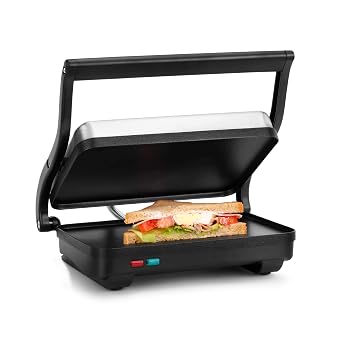 Holstein Housewares Electric Griddle for Toasting Sandwiches, Various Snacks - Black/Stainless Steel 260 x 170mm