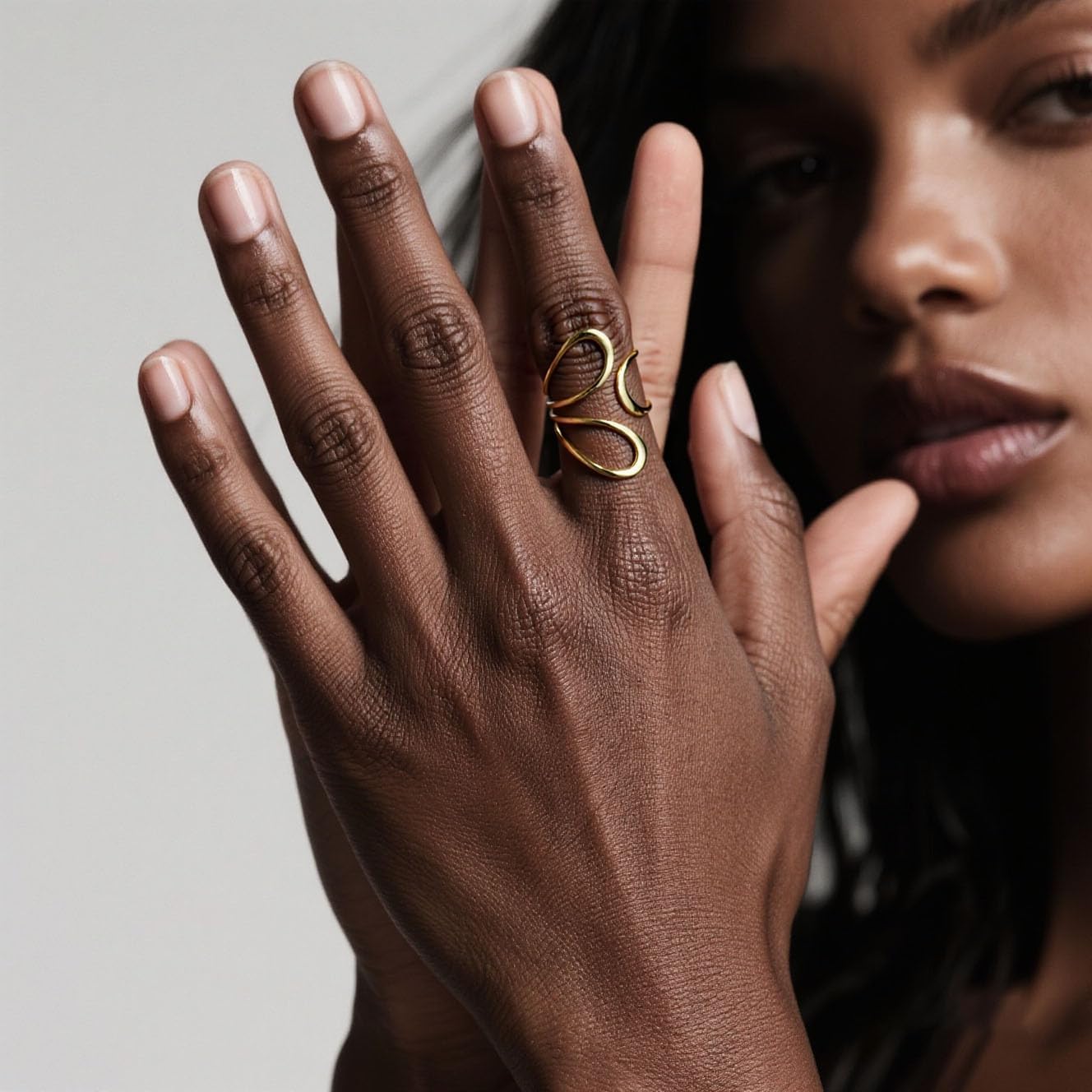 Gold Chunky Rings for Women Vintage Thumb Ring Stainless Steel Interlock Ring Irregular Open Adjustable Statement Rings for Women Prom Costumes Jewelry Accessories - Image 3