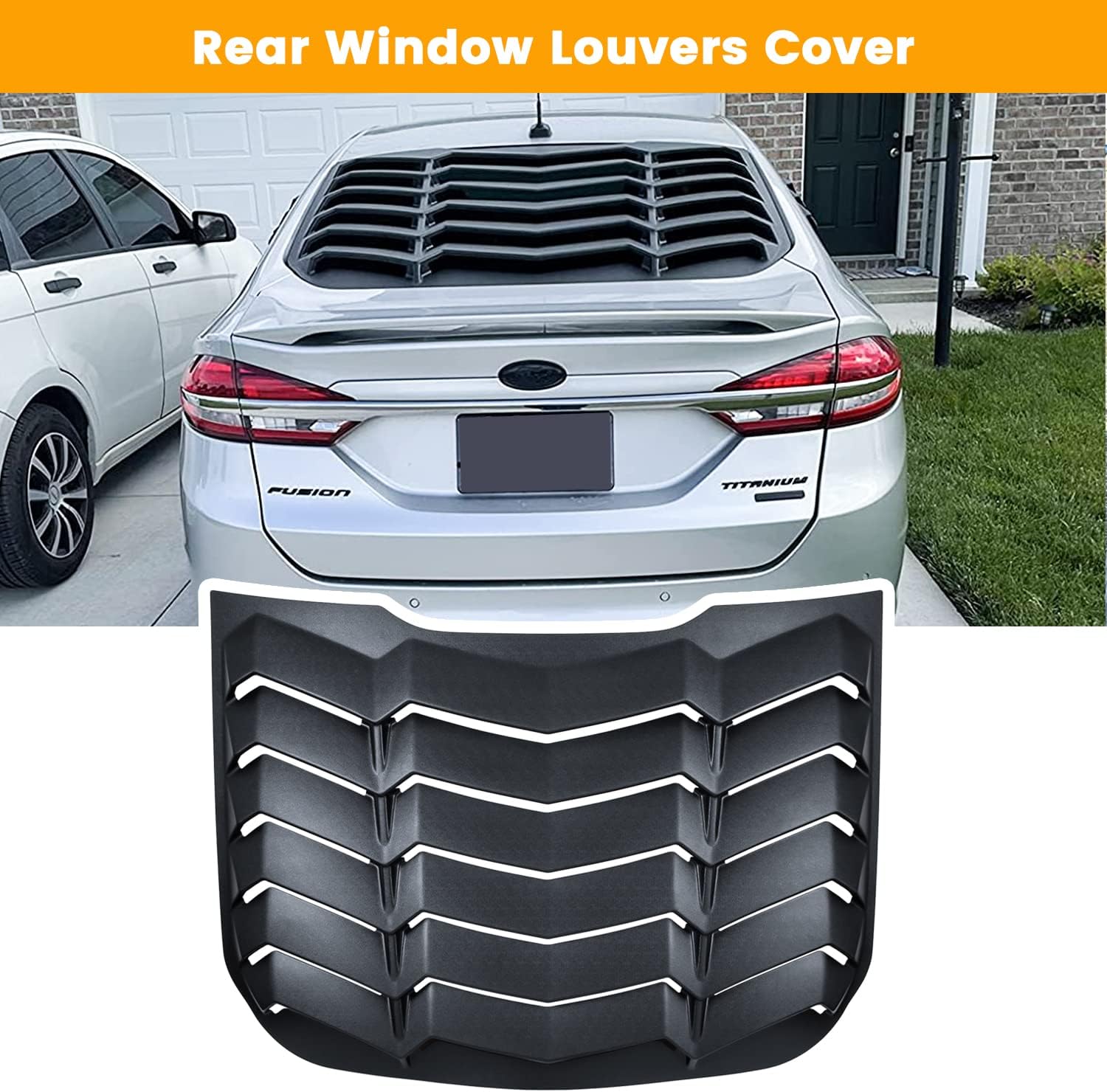 Rear and Side Window Louvers Cover Sun Shade Vent ABS Fit for Ford Fusion 2013 2014 2015 2016 2017 2018 2019 2020 in GT Lambo Style