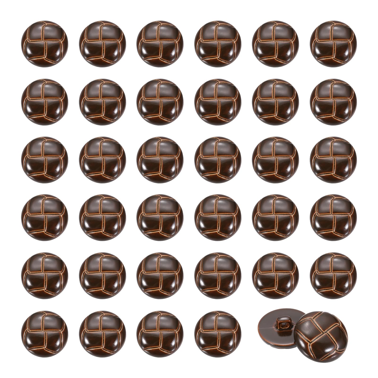 sourcing map 50Pcs Imitation Leather Style Shank Buttons, 18mm/0.71inch Plastic Round Sewing Button for DIY Coats Suits Dress Skirts Jackets Clothing Embellishment, Glossy Deep Brown