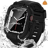Vista 12 de Goton Estuche impermeable 3 en 1 con correa para Apple Watch con protector de pantalla de vidrio templado incorporado de 40 mm, cubierta frontal