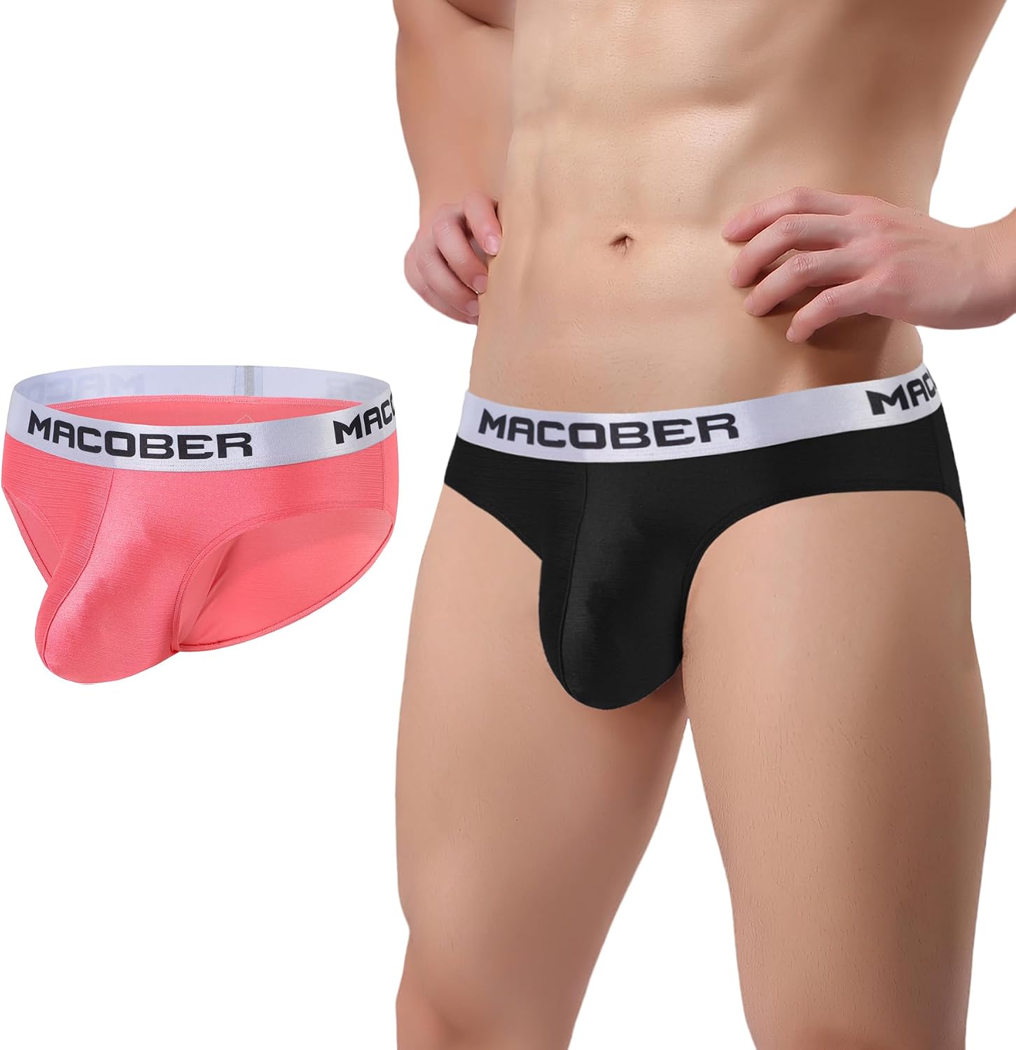 SUMABA Men's Silk Briefs Underwear Low Rise Bulge Enhance Bikini