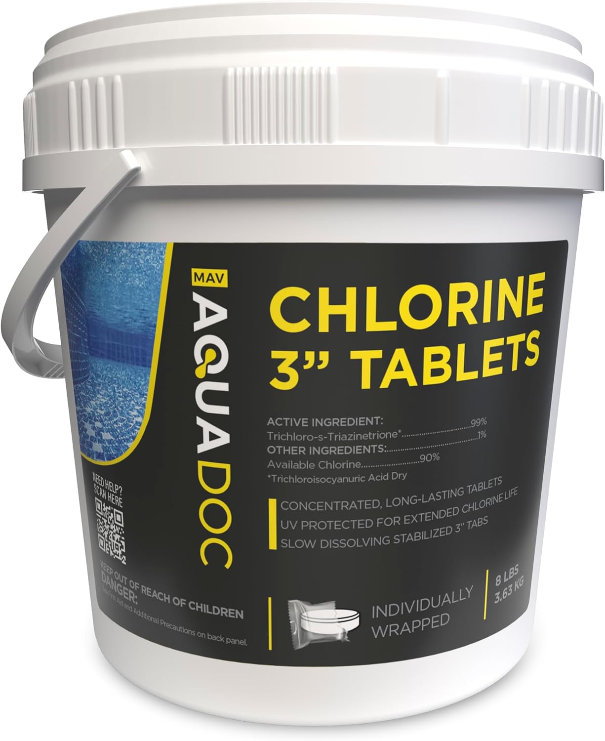 Chlorine Tablets 3 Inch for Pool by AquaDoc Paraben Free