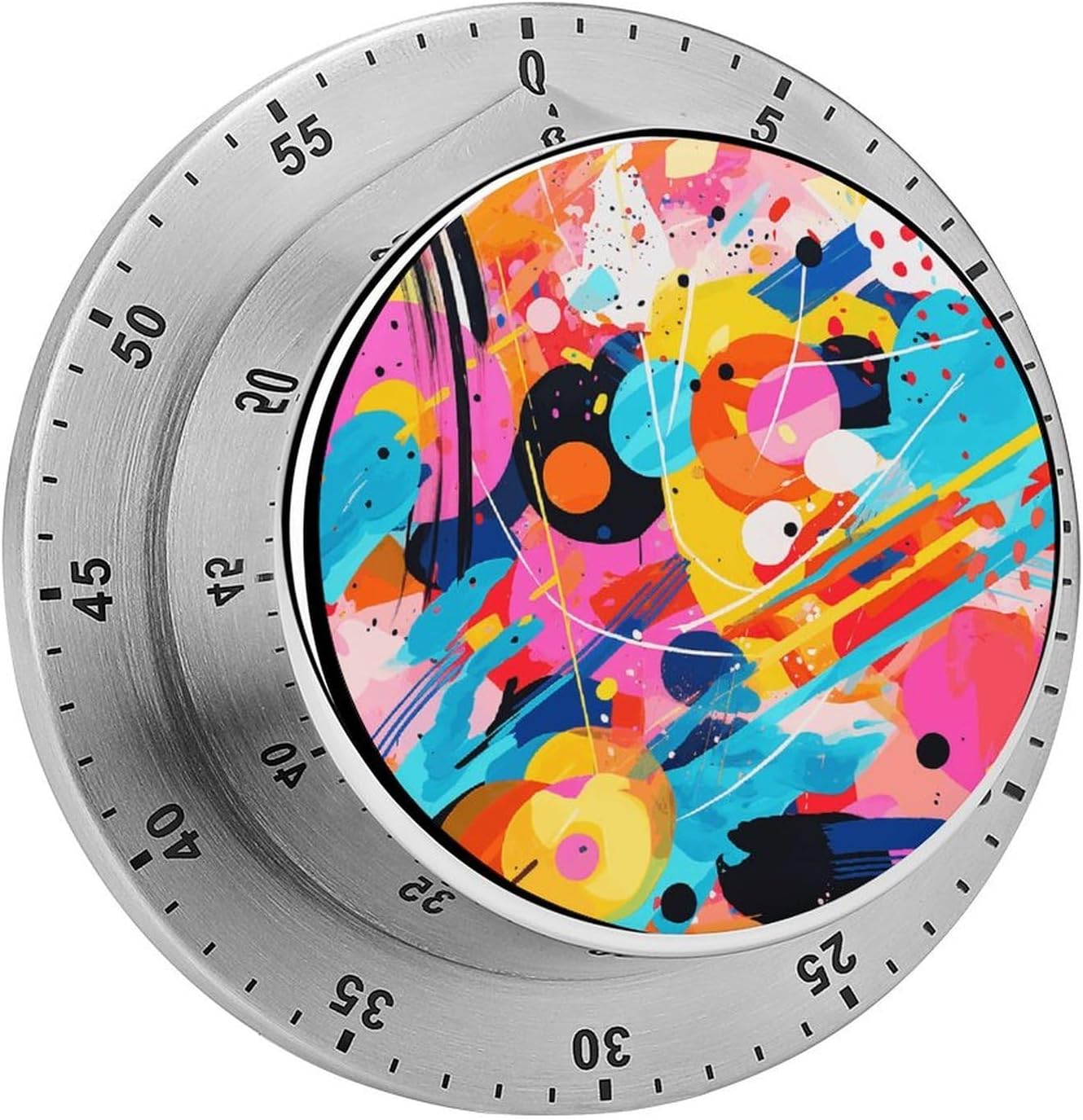 Pop Art Style Stainless Steel Timer, Kitchen Timer with Magnetic Base, Countdown Timers for Gym, Office, Cooking, Baking, Jogging