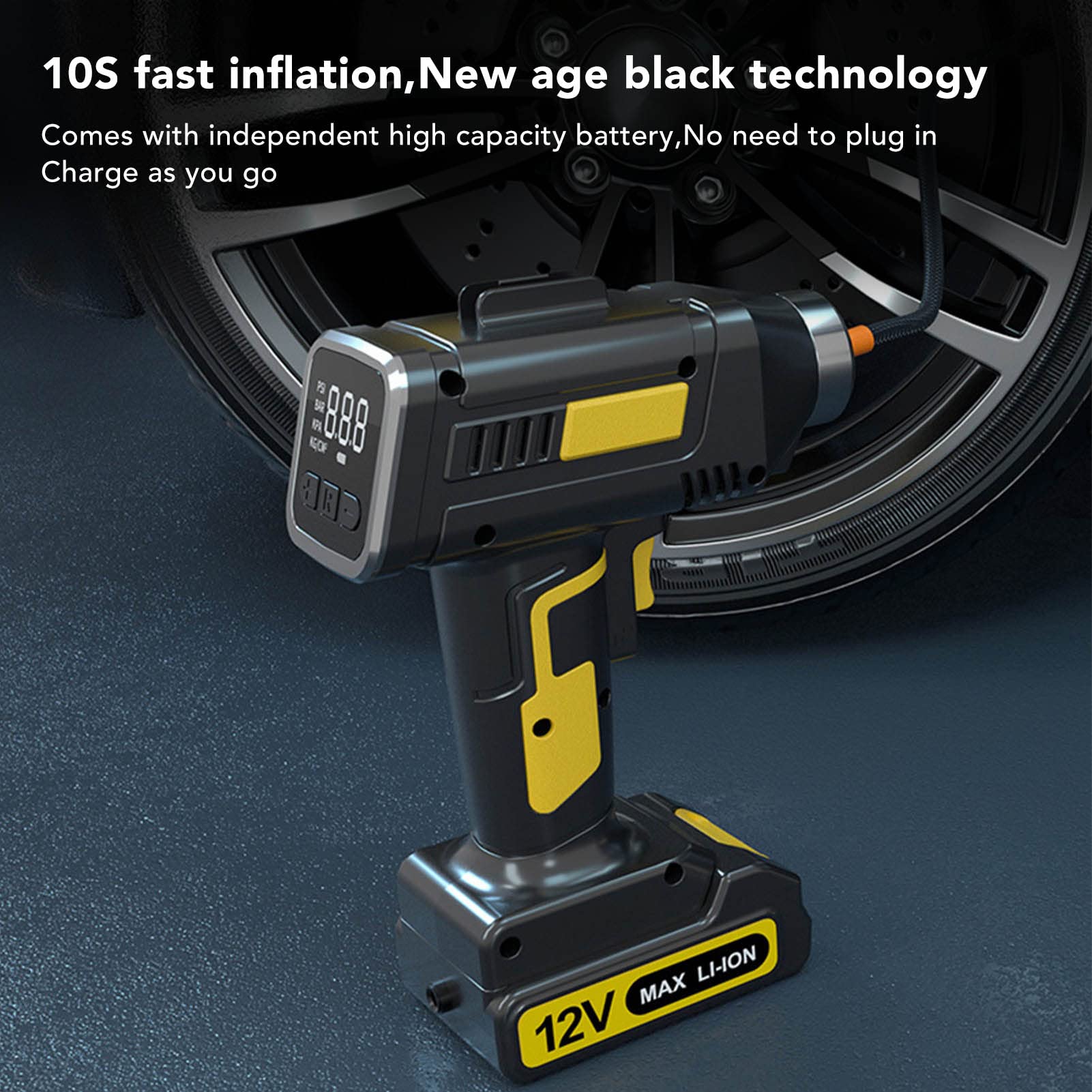 Pompa Per Pneumatici Portatile Auto 12V - Compressore Aria Con Quadrante, Per Auto, Moto, Bici, Gommoni - Foto 11