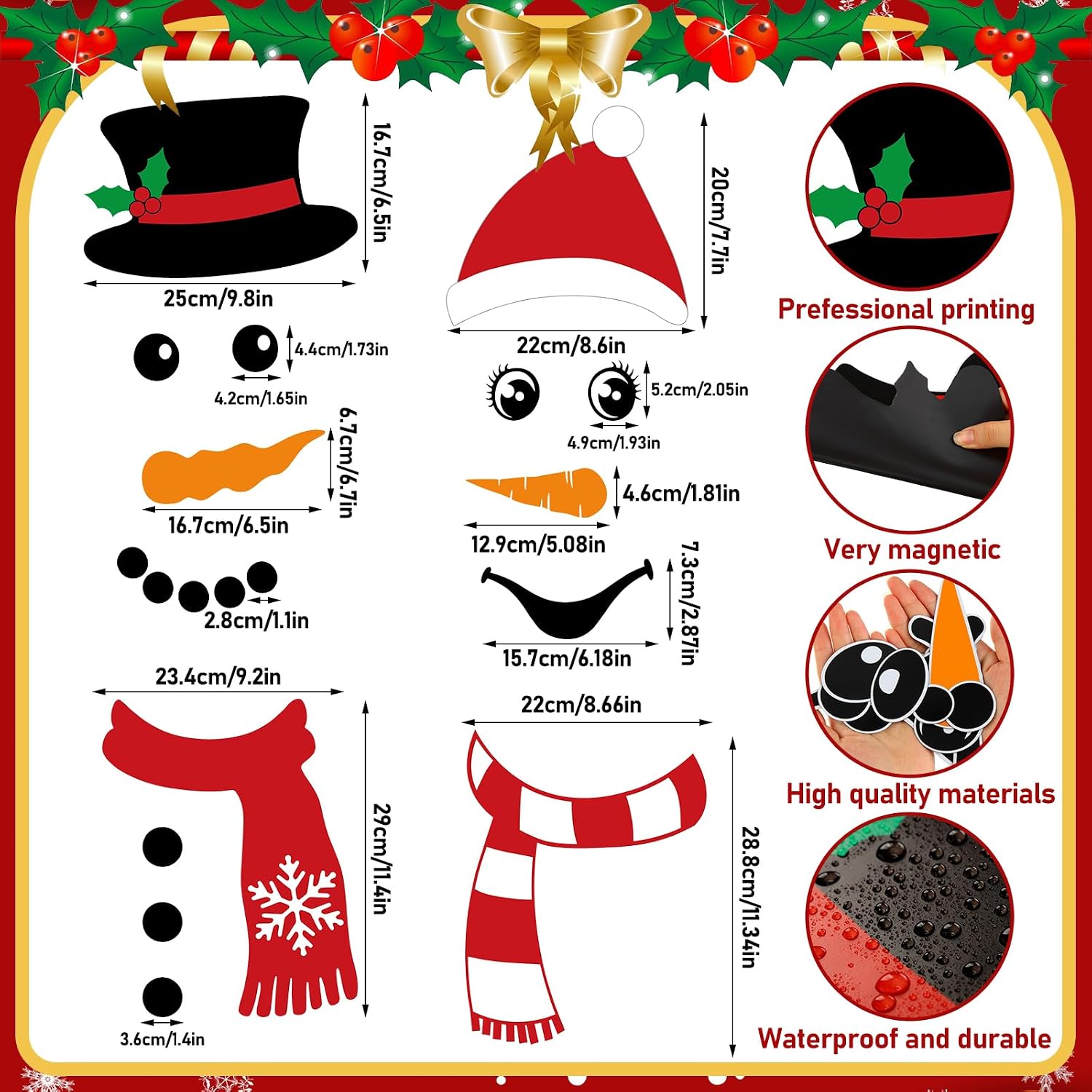 Konohan 27 Pcs Christmas Garage Door Magnets Merry Xmas,Snowman image 2