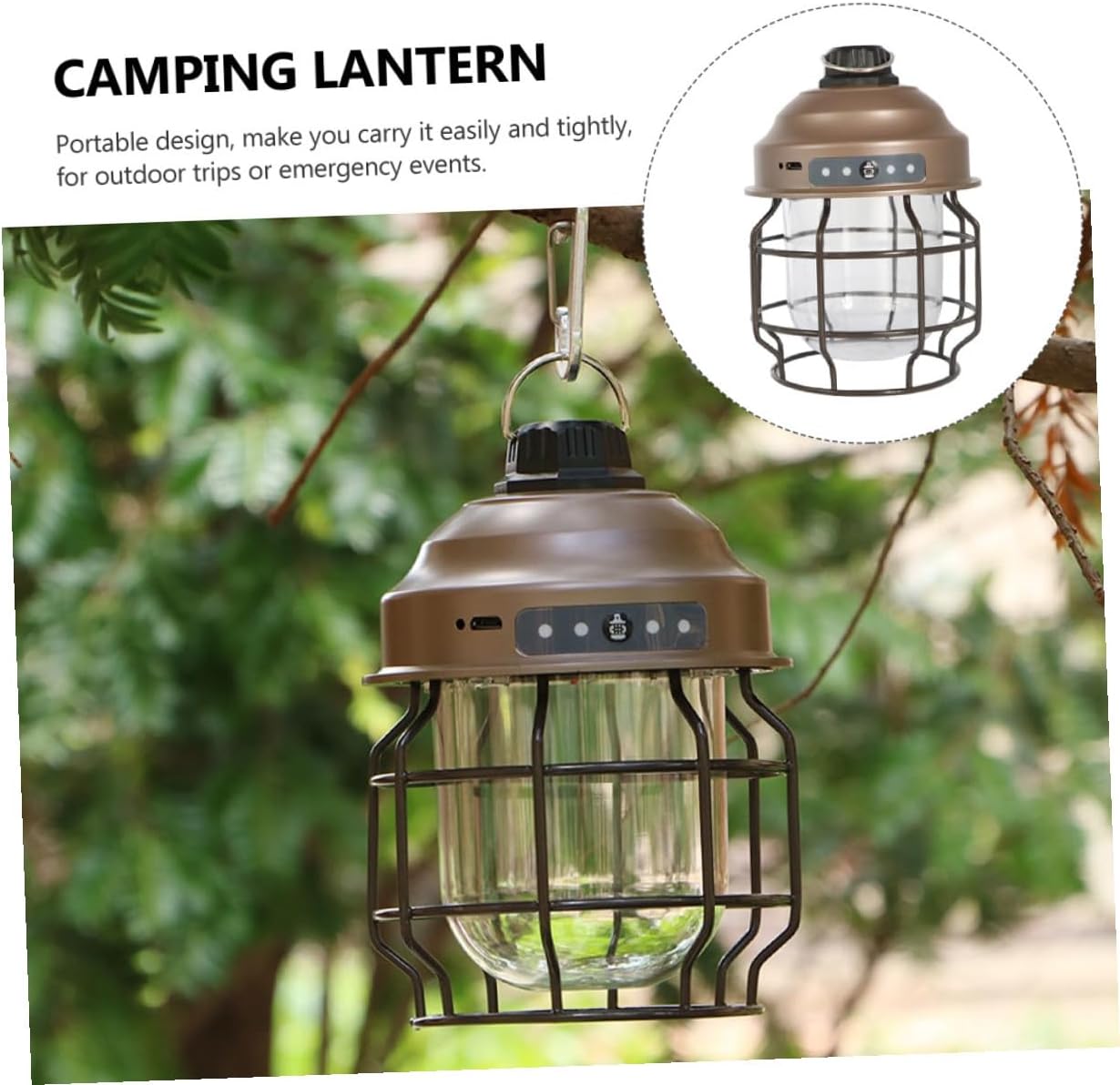 Retro Rechargeable Camping Lantern Portable Tent Light Multi-use Hanging Outdoor Lamp for Hiking Fishing Emergency
