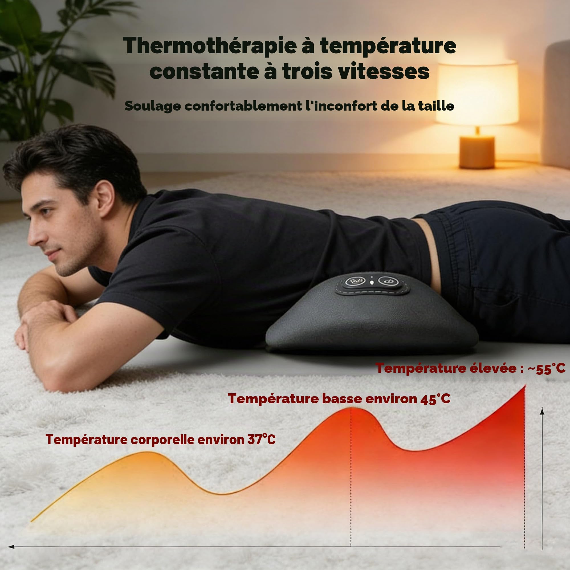 2026 Appareil De Massage Triple Thérapie, Traction Et Vibration 3 En 1, Appareil Massage Dos Ergonomique, Il Épouse La Taille Et Détend Le Dos, Dites Adieu Aux Raideurs Matinales (Noir)
